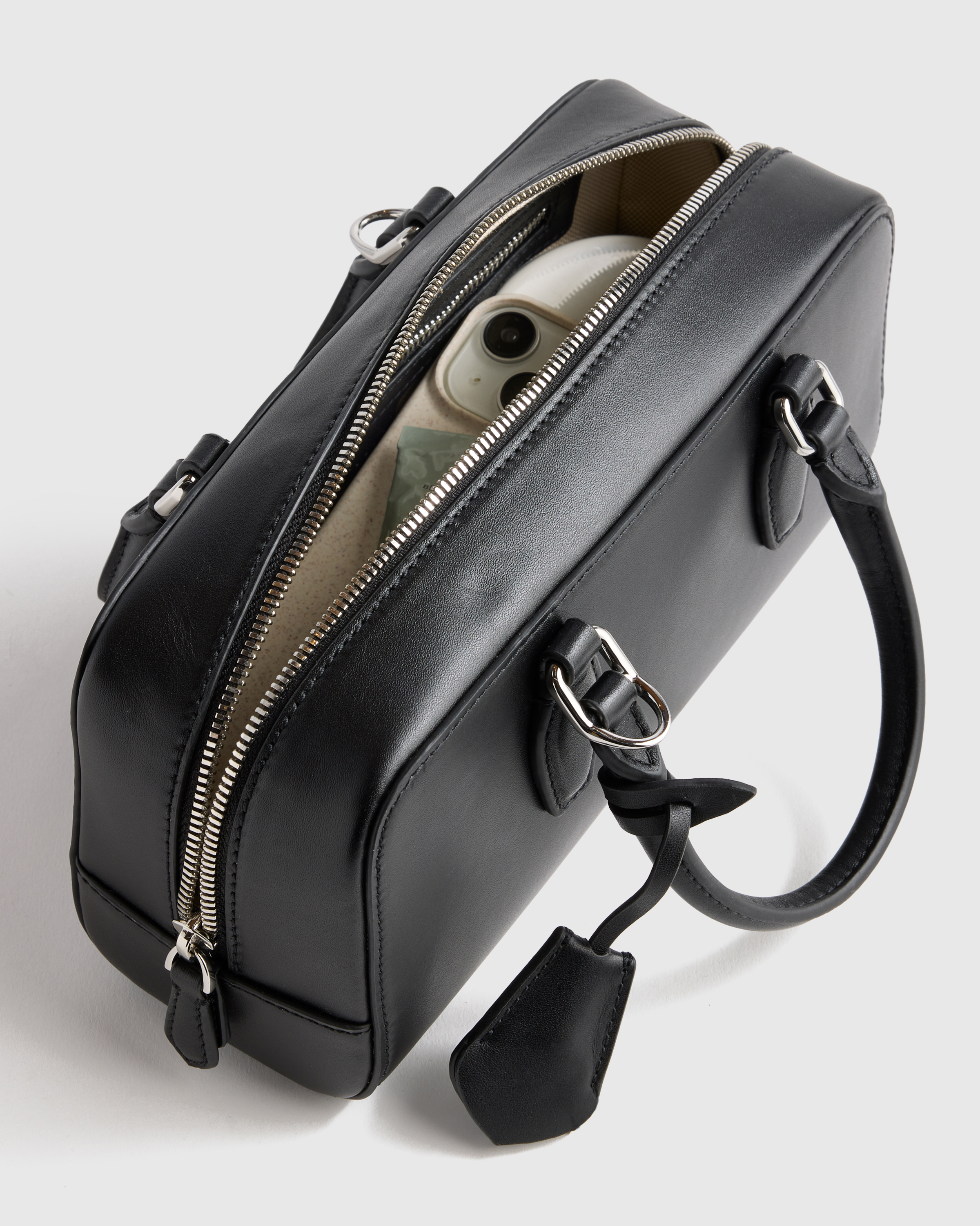 Italian Leather Mini Bowler Crossbody Satchel — Image 6