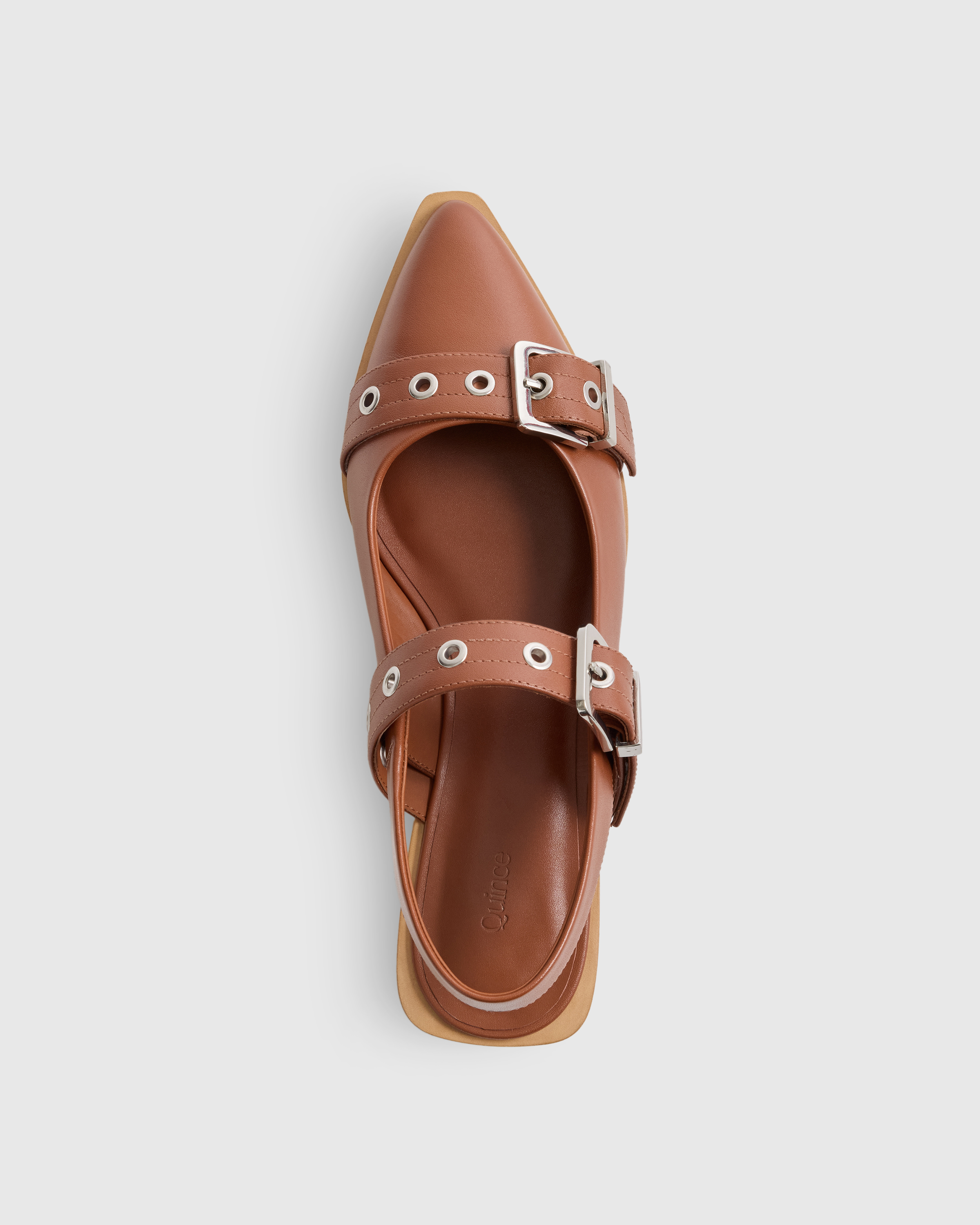 Italian Leather Bold Buckle Slingback Flat — Image 8