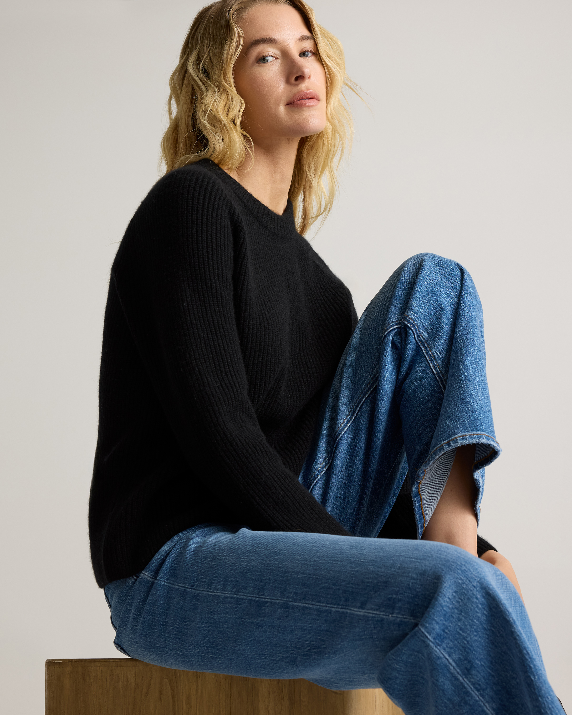 Mongolian Cashmere Fisherman Crewneck Sweater — Image 30