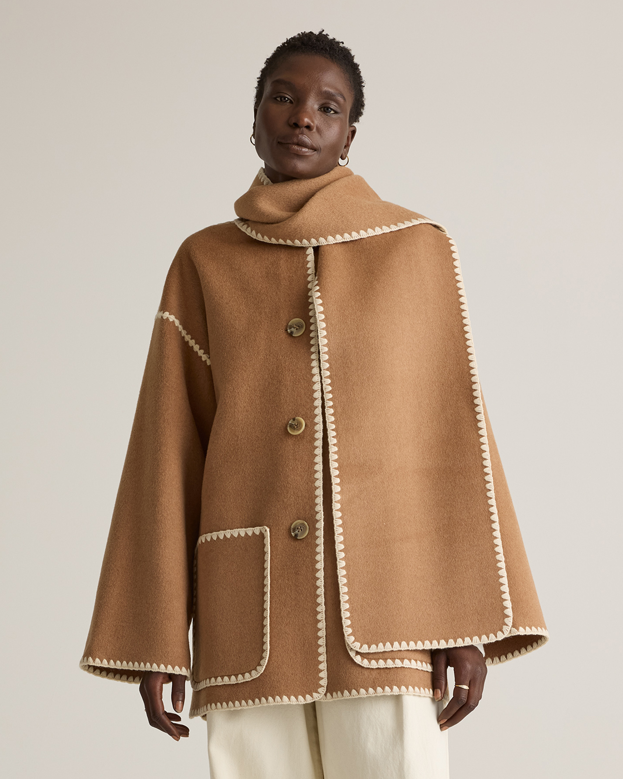 Double-Faced Merino Wool Scarf Coat — Image 21