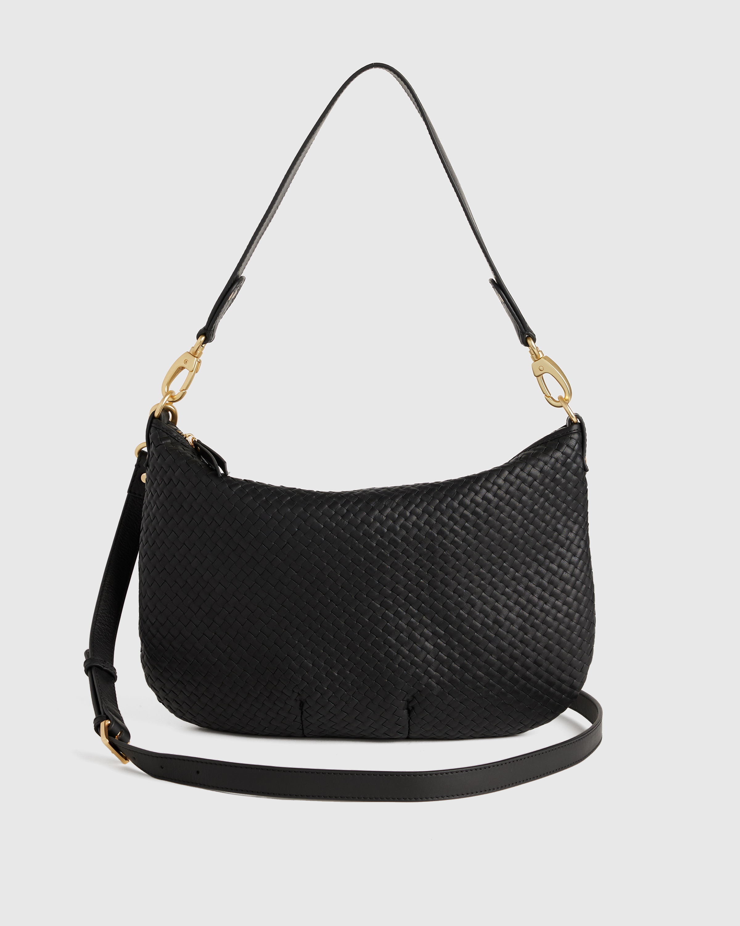 Italian Leather Convertible Crescent Handwoven Shoulder Bag — Image 33