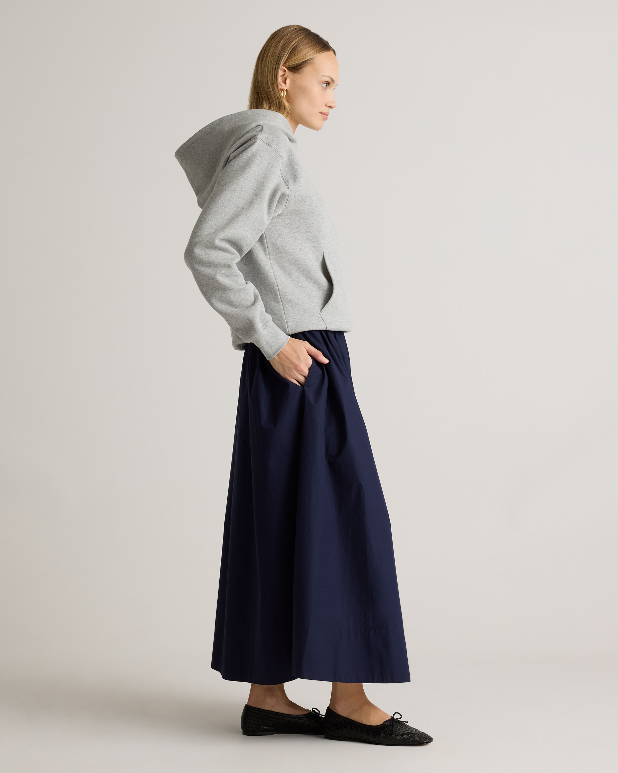 100% Organic Cotton Poplin A-line Maxi Skirt — Image 10