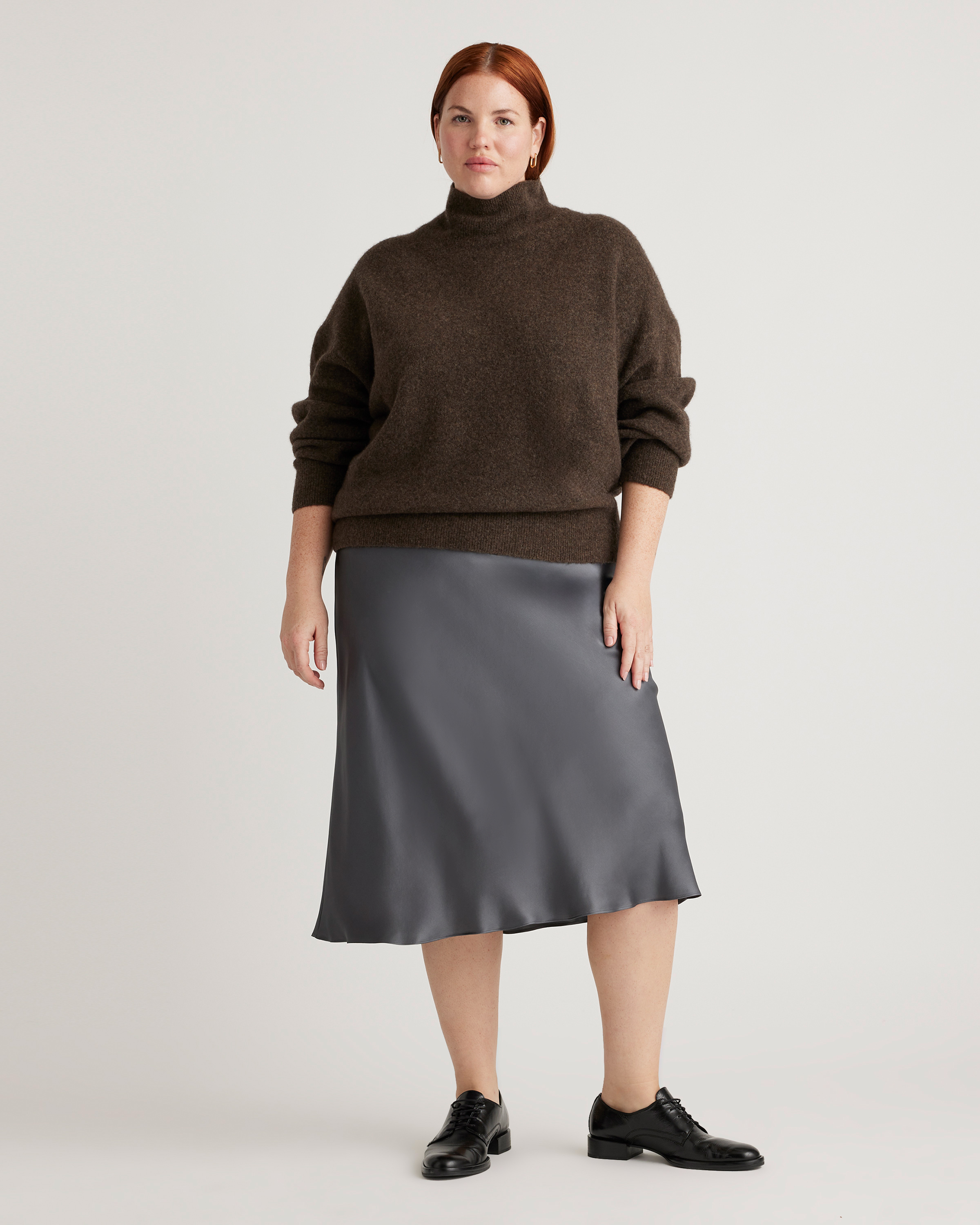 forest-green 100% Washable Silk Skirt — Image 65