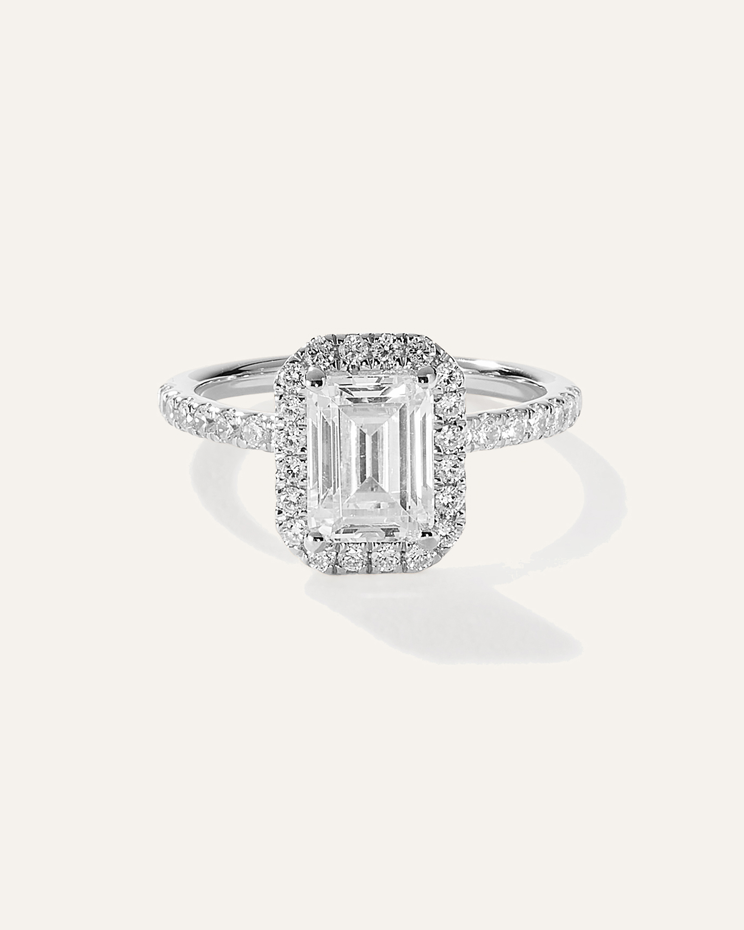 Lab Grown Diamond Emerald Halo Pave Engagement Ring - 2ct — Image 8