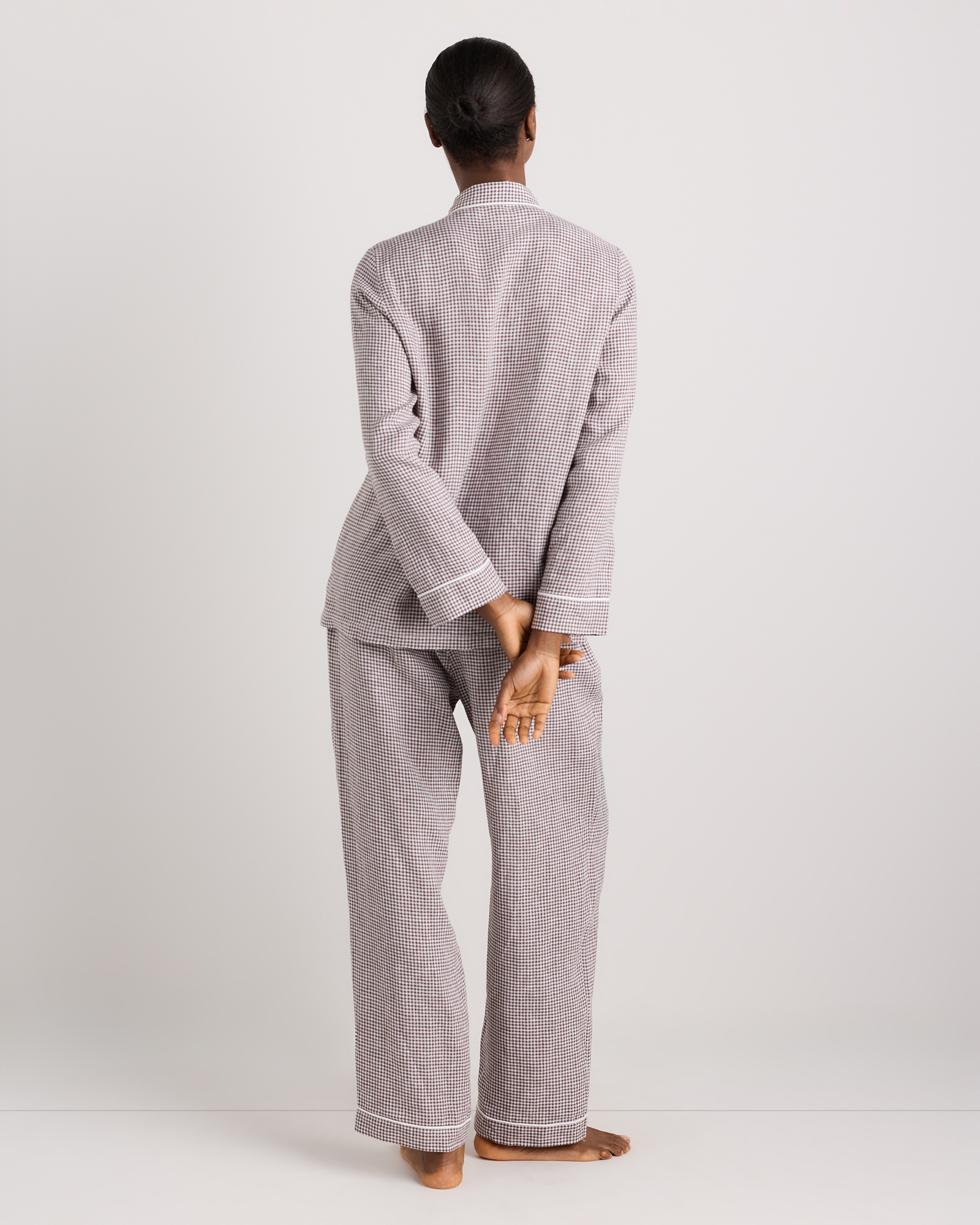 100% European Linen Long Sleeve Pajama Set with Piping — Image 37