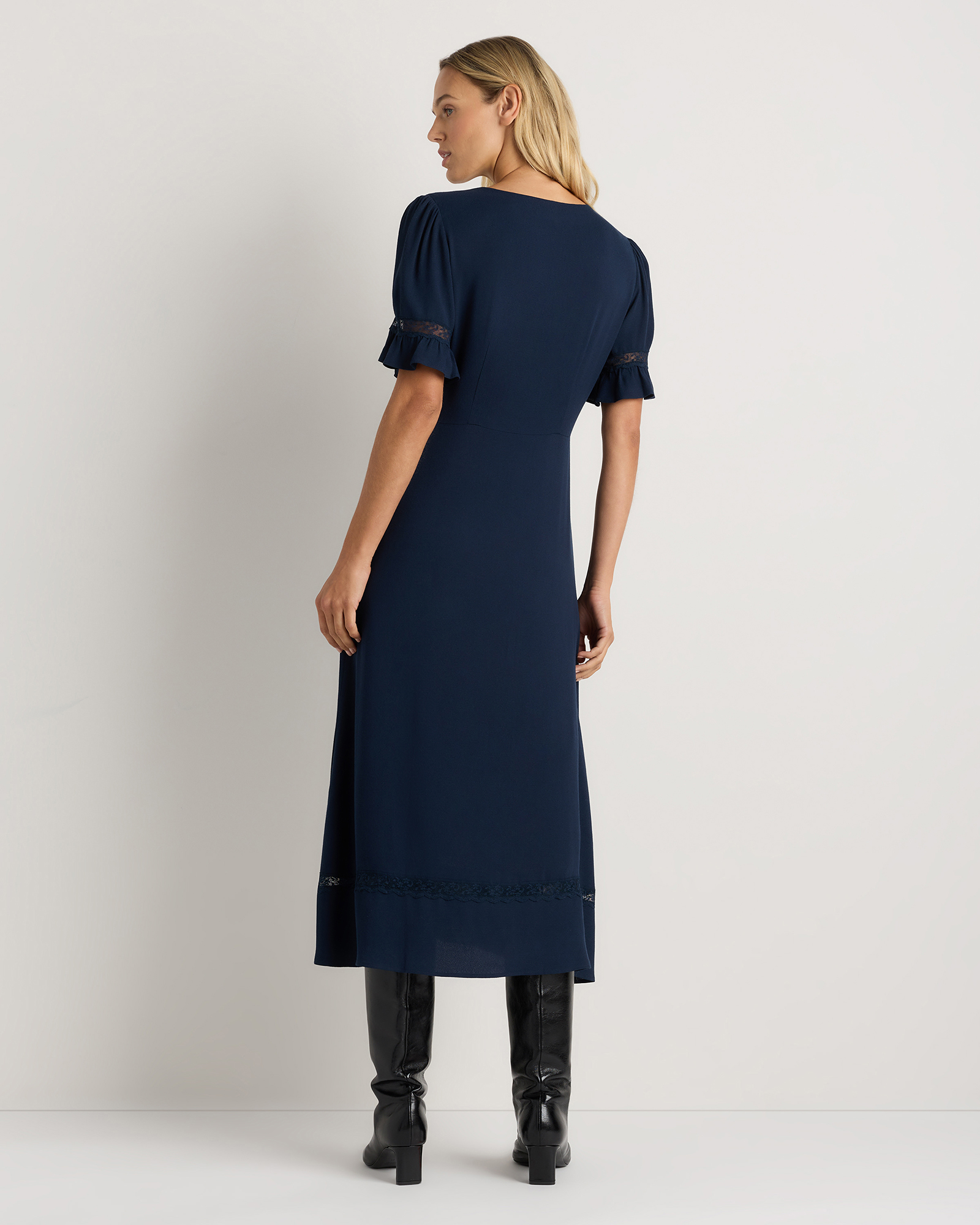 Lightweight Crepe Lace Inset Midi Dress — Image 31