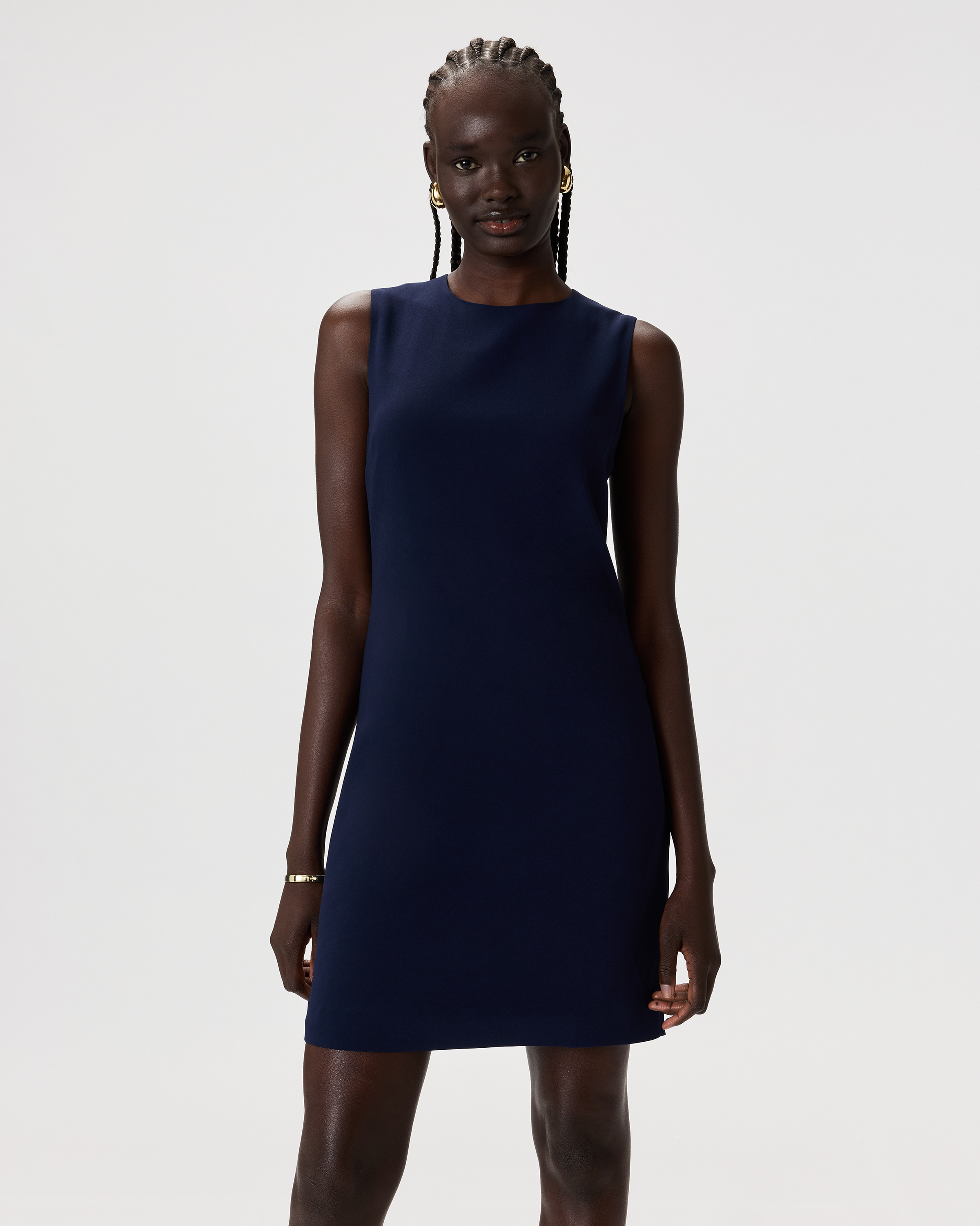 Fluid Crepe Sleeveless Shift Dress — Image 9