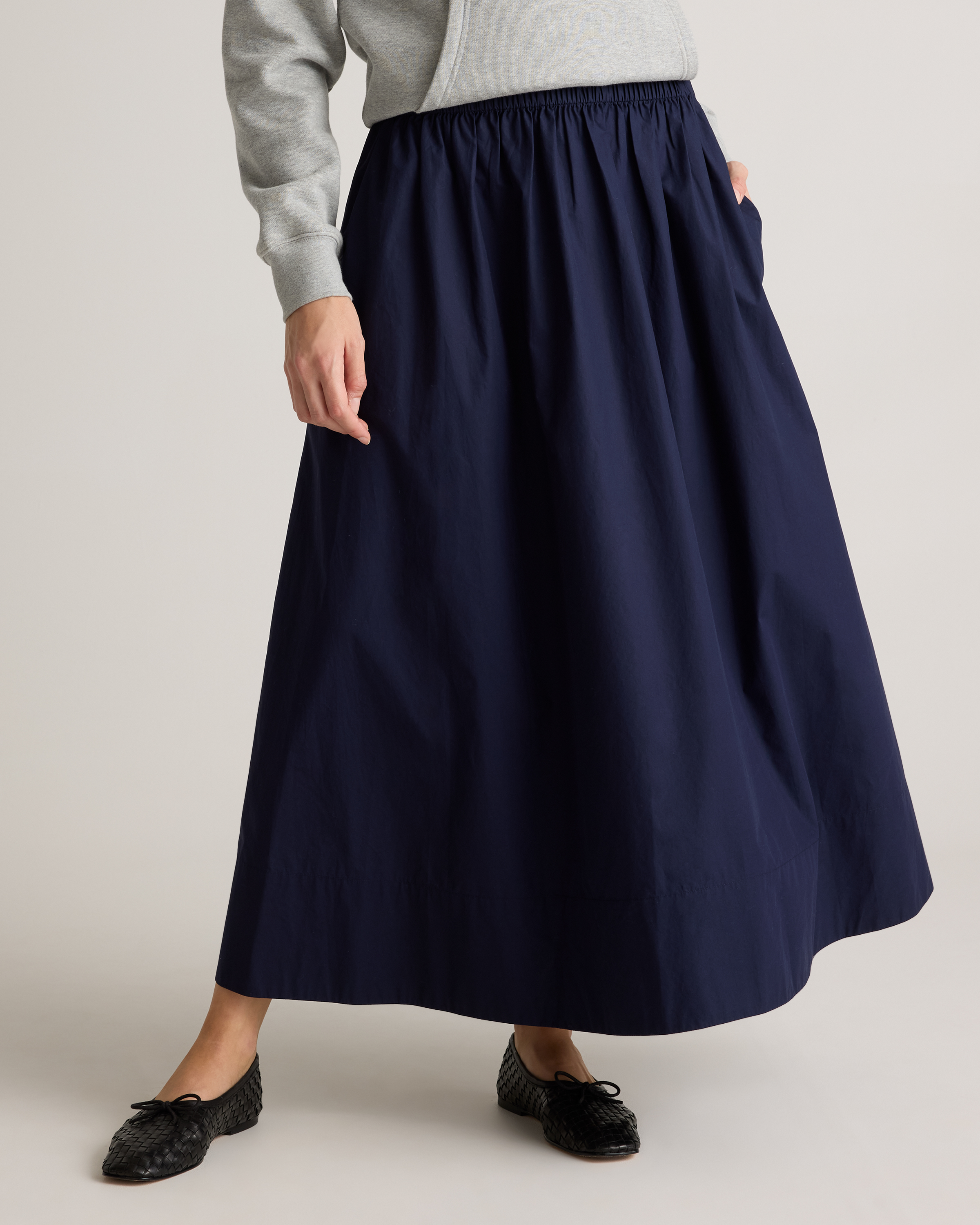 100% Organic Cotton Poplin A-line Maxi Skirt — Image 5