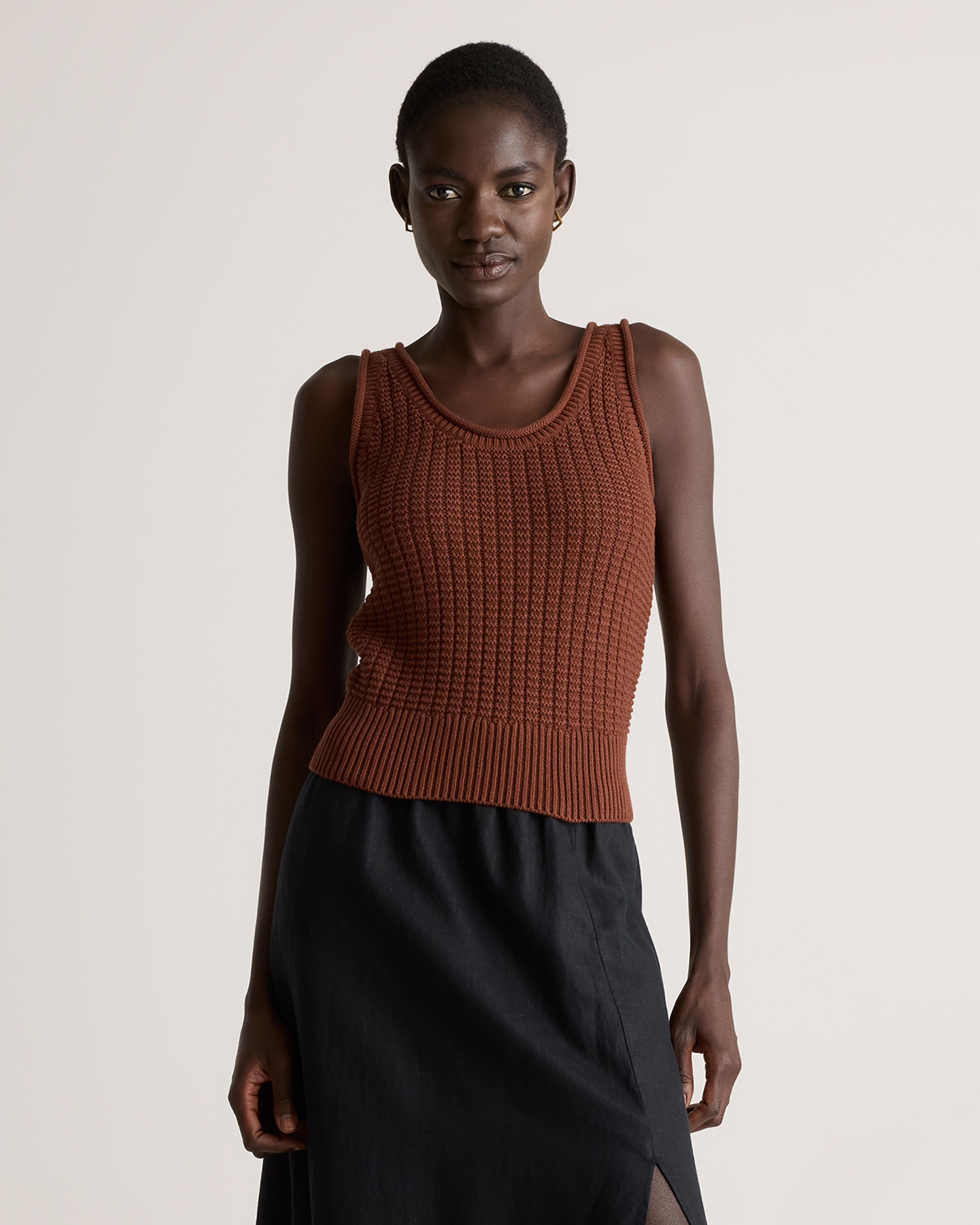 100% Organic Cotton Waffle Cropped Sweater Tank — Image 25