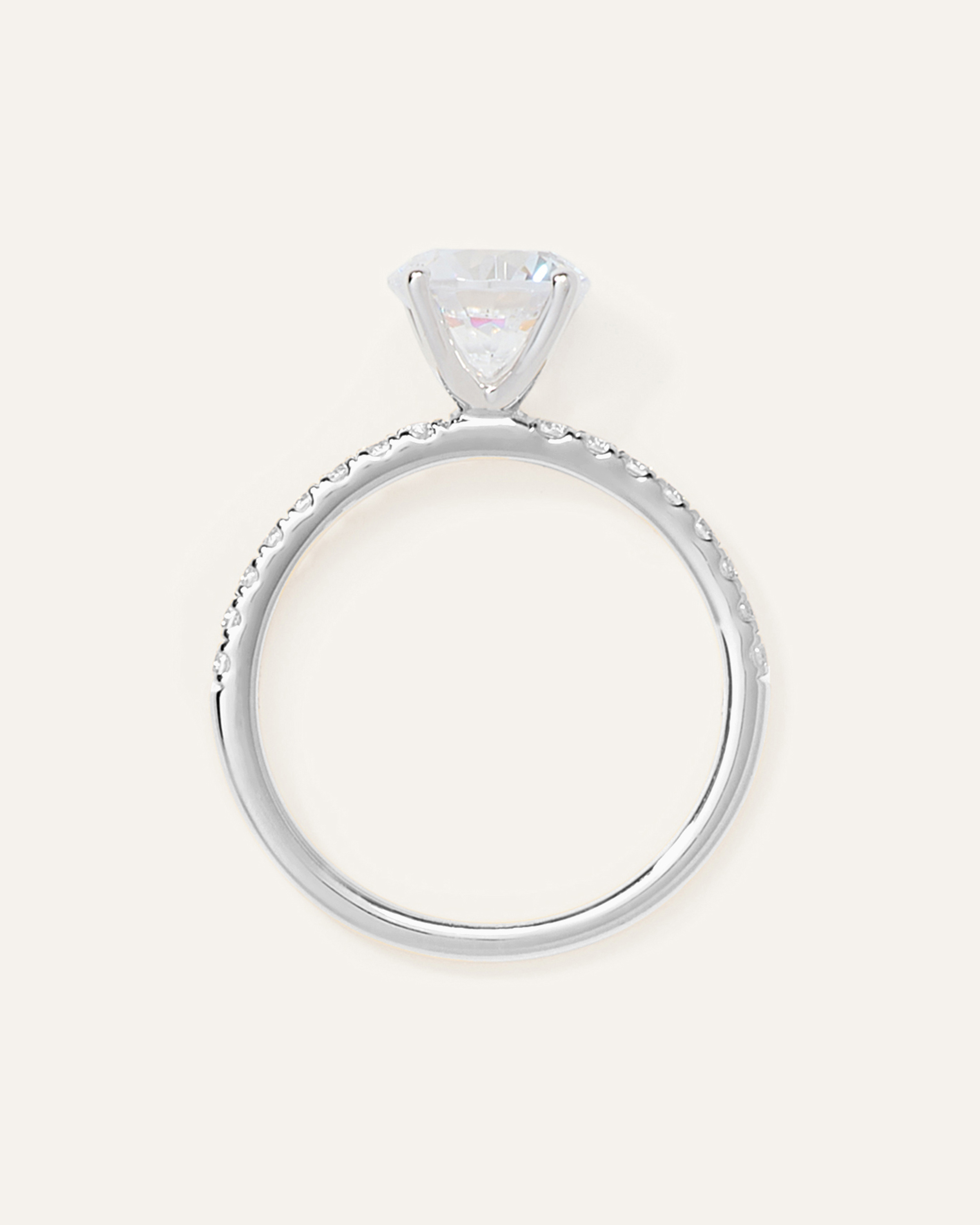 Lab Grown Diamond Round Petite Pave Engagement Ring - 1.50ct — Image 9