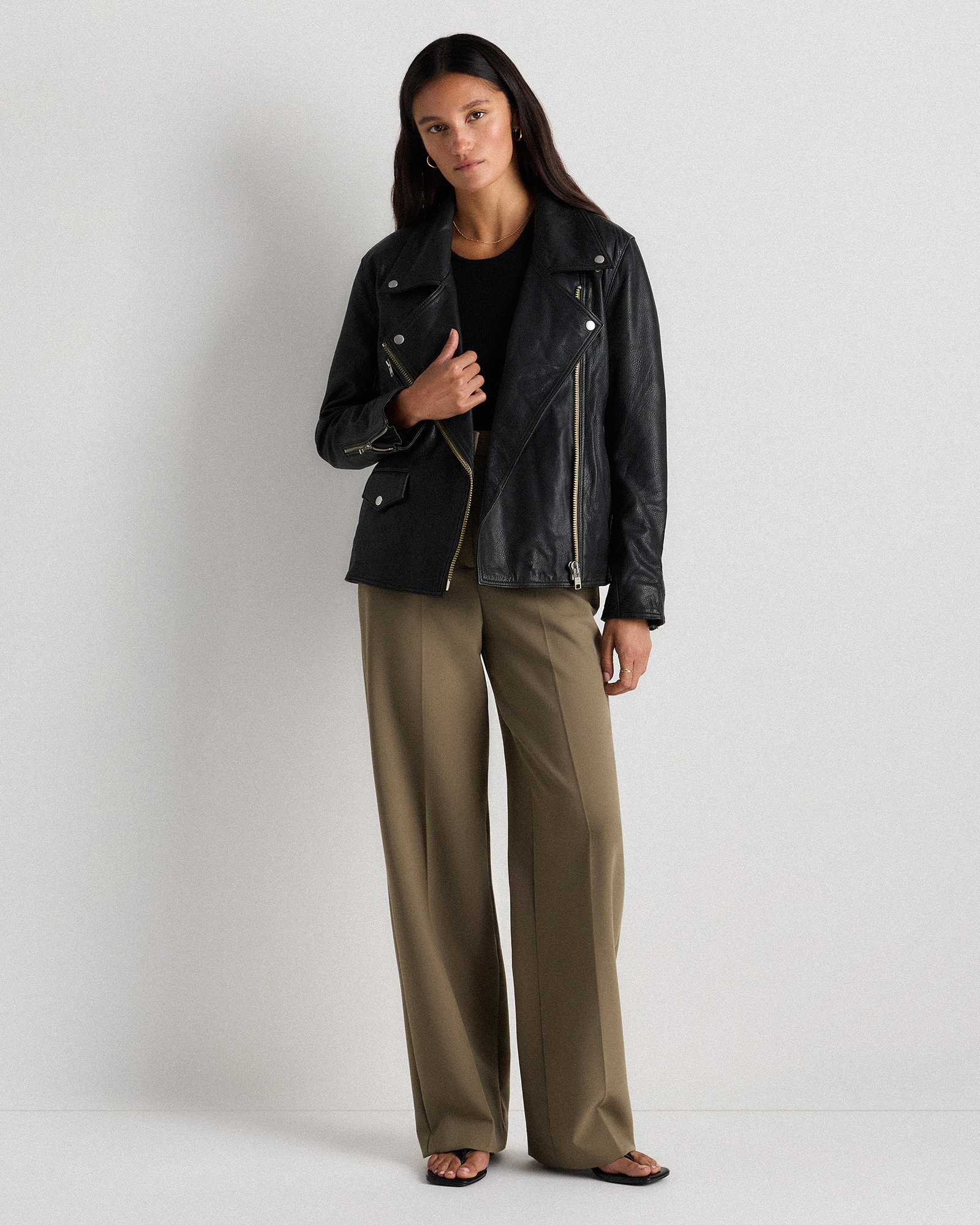 100% Leather Oversized Biker Jacket — Image 38