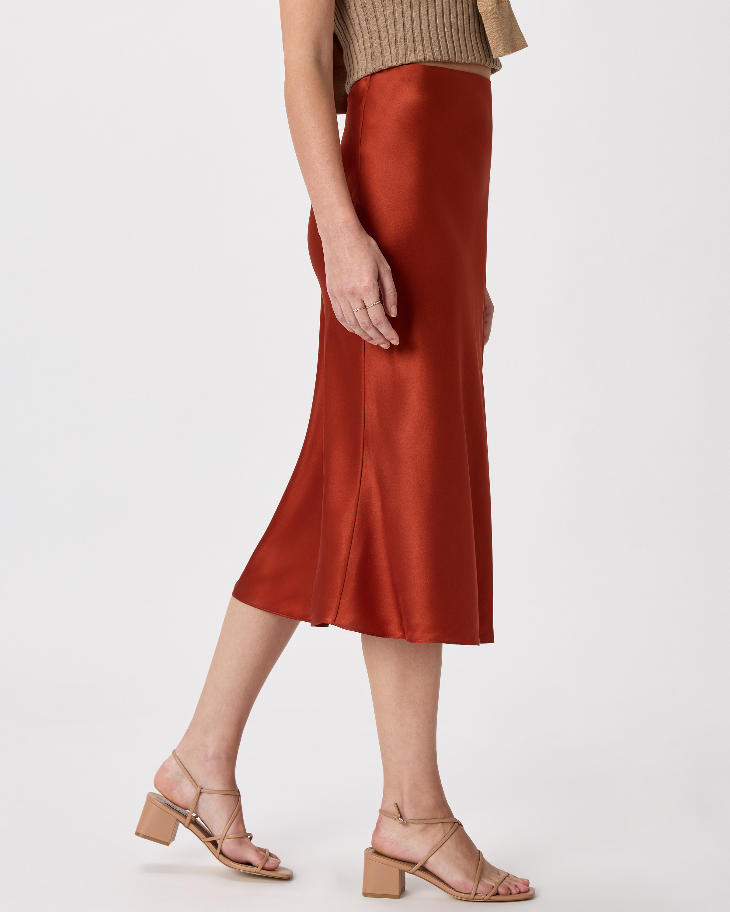 forest-green 100% Washable Silk Skirt — Image 33