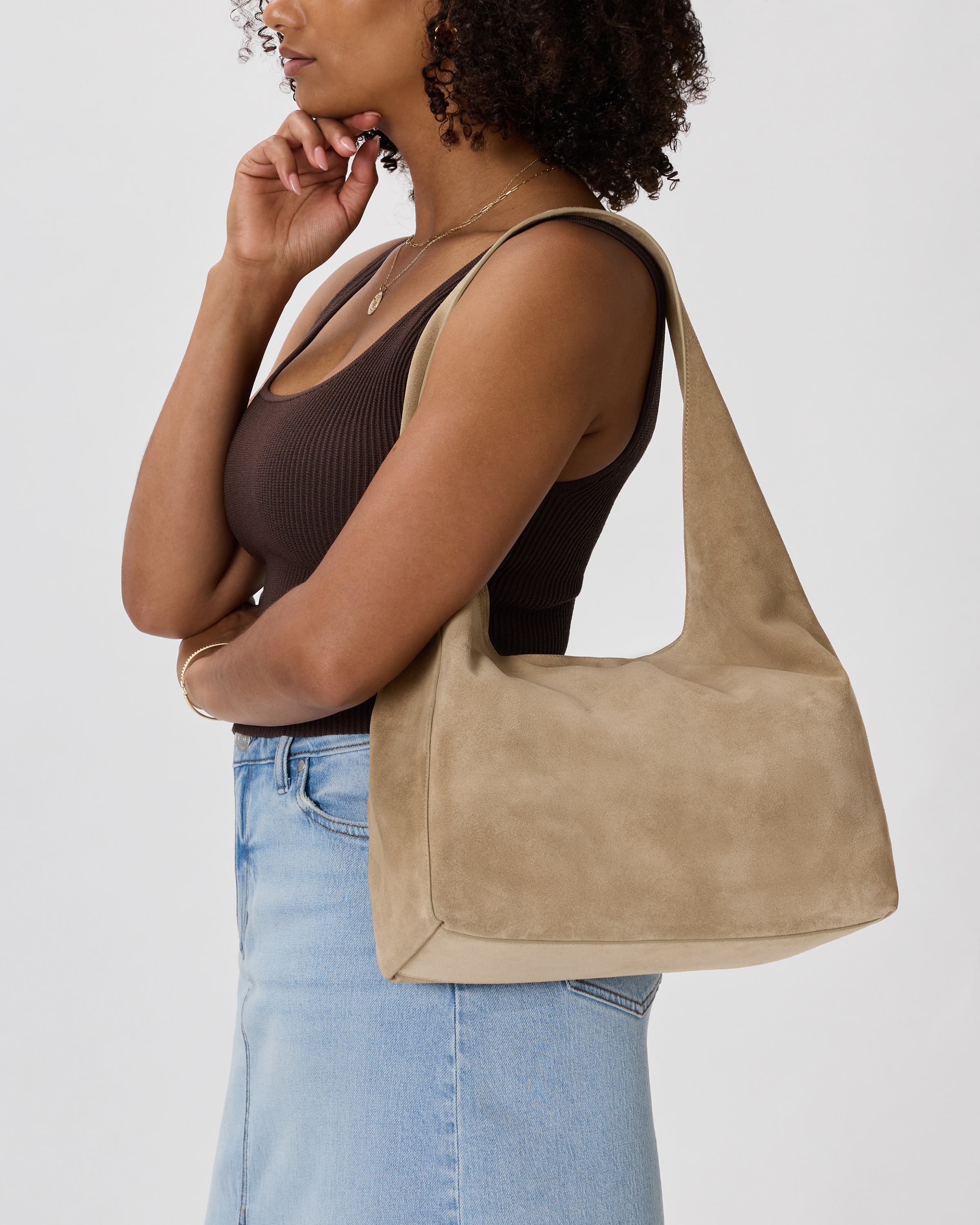 Italian Suede Slouchy Shoulder Bag — Image 4
