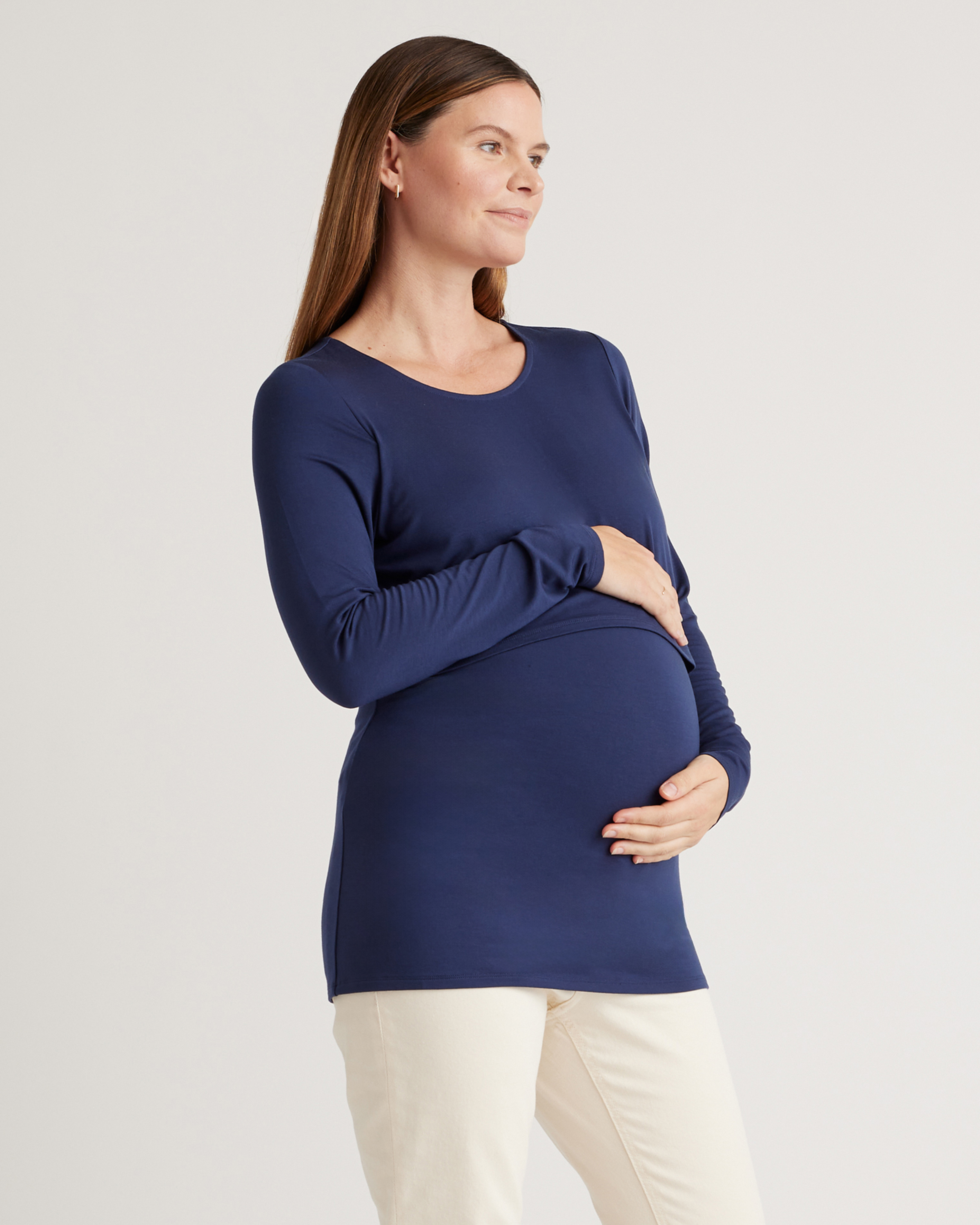 Tencel Jersey Maternity & Nursing Long Sleeve Relaxed Fit Tee 2-Pack — Image 11