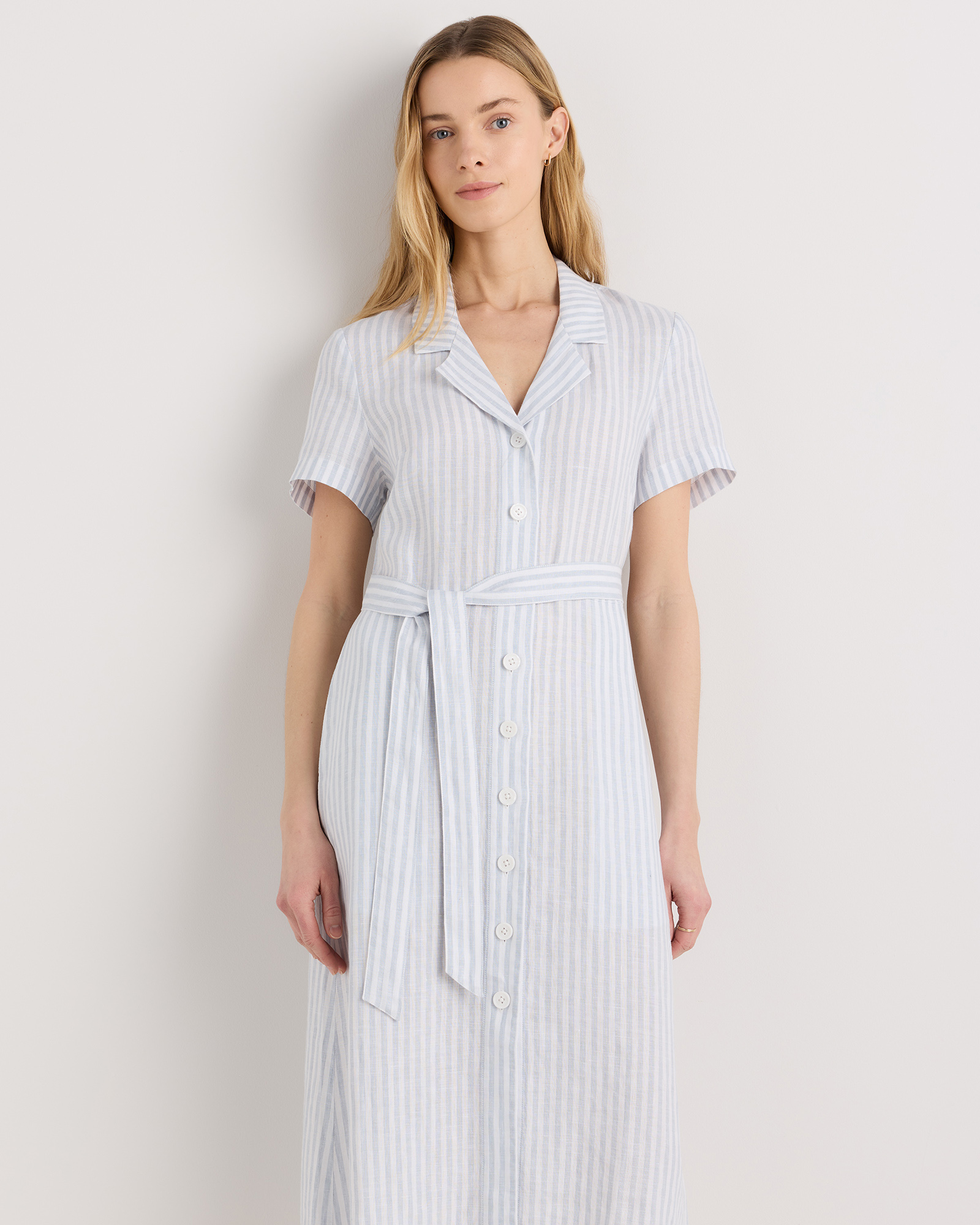 100% European Linen Button Front Dress — Image 65