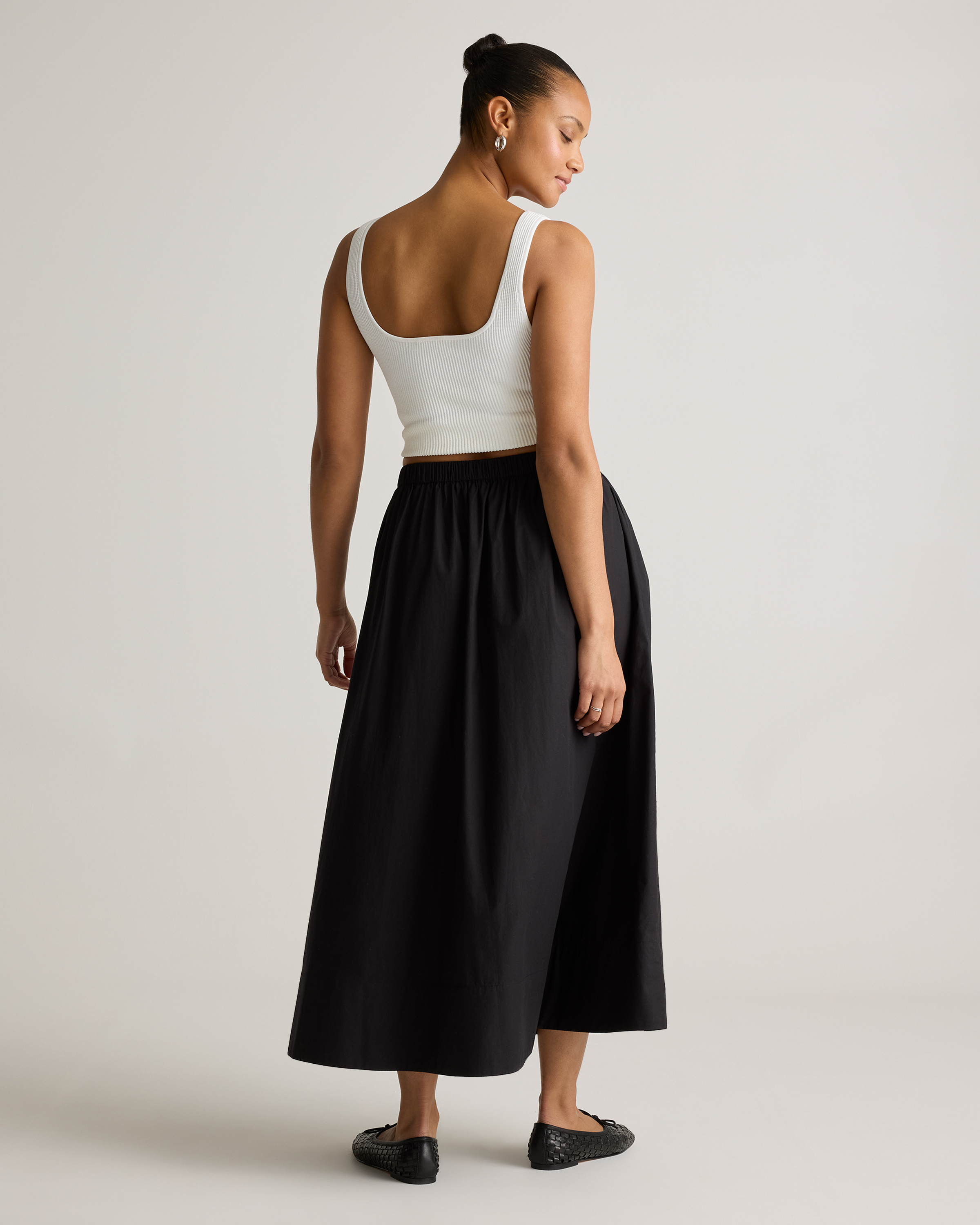 100% Organic Cotton Poplin A-line Maxi Skirt — Image 14