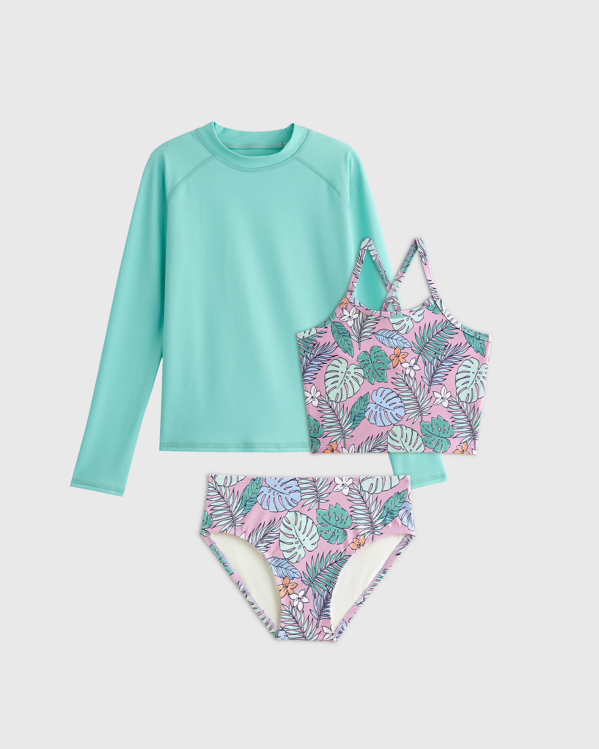 Tankini and Long Sleeve Raglan Rash Guard Set — Image 3