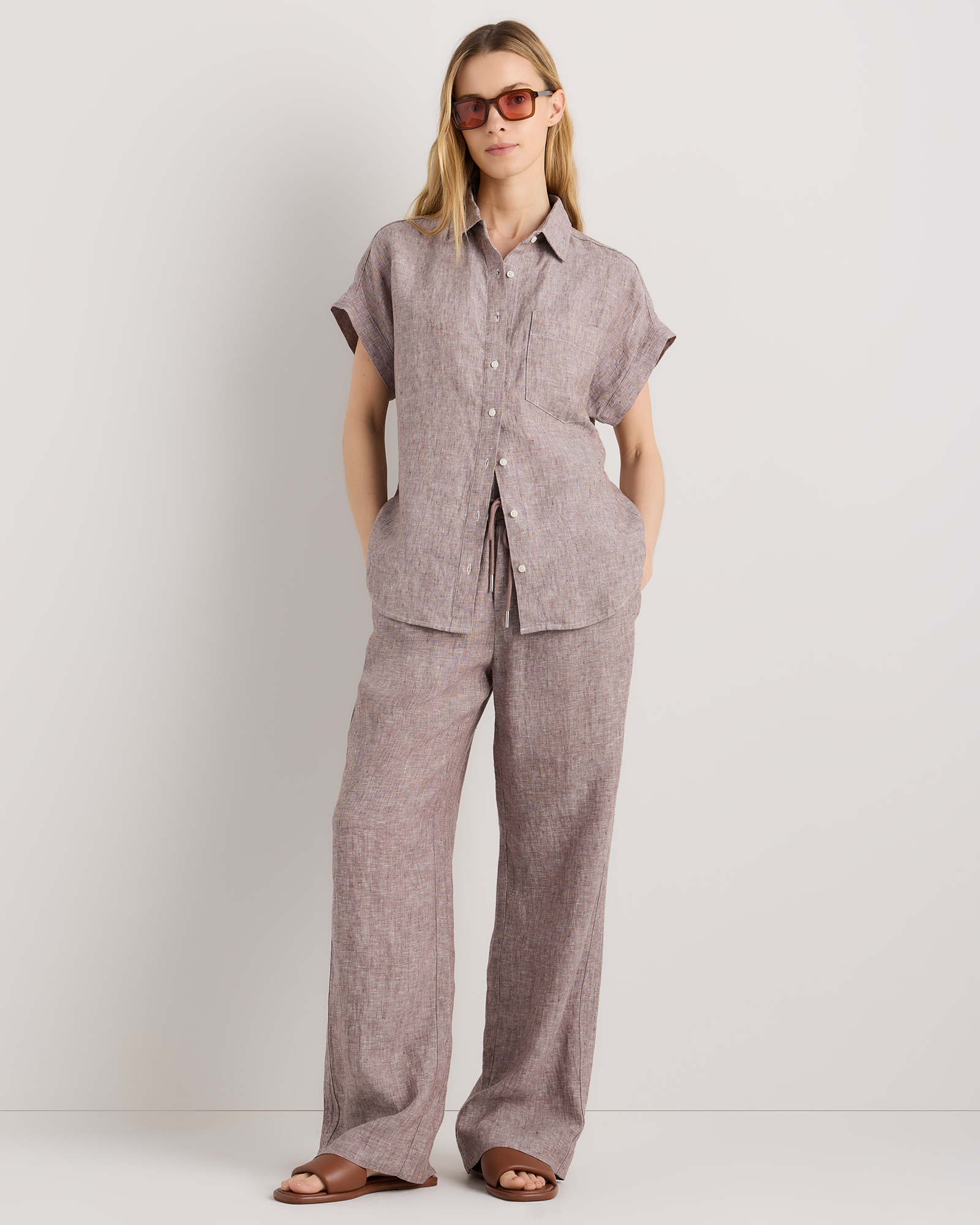 100% European Linen Wide Leg Pants — Image 62