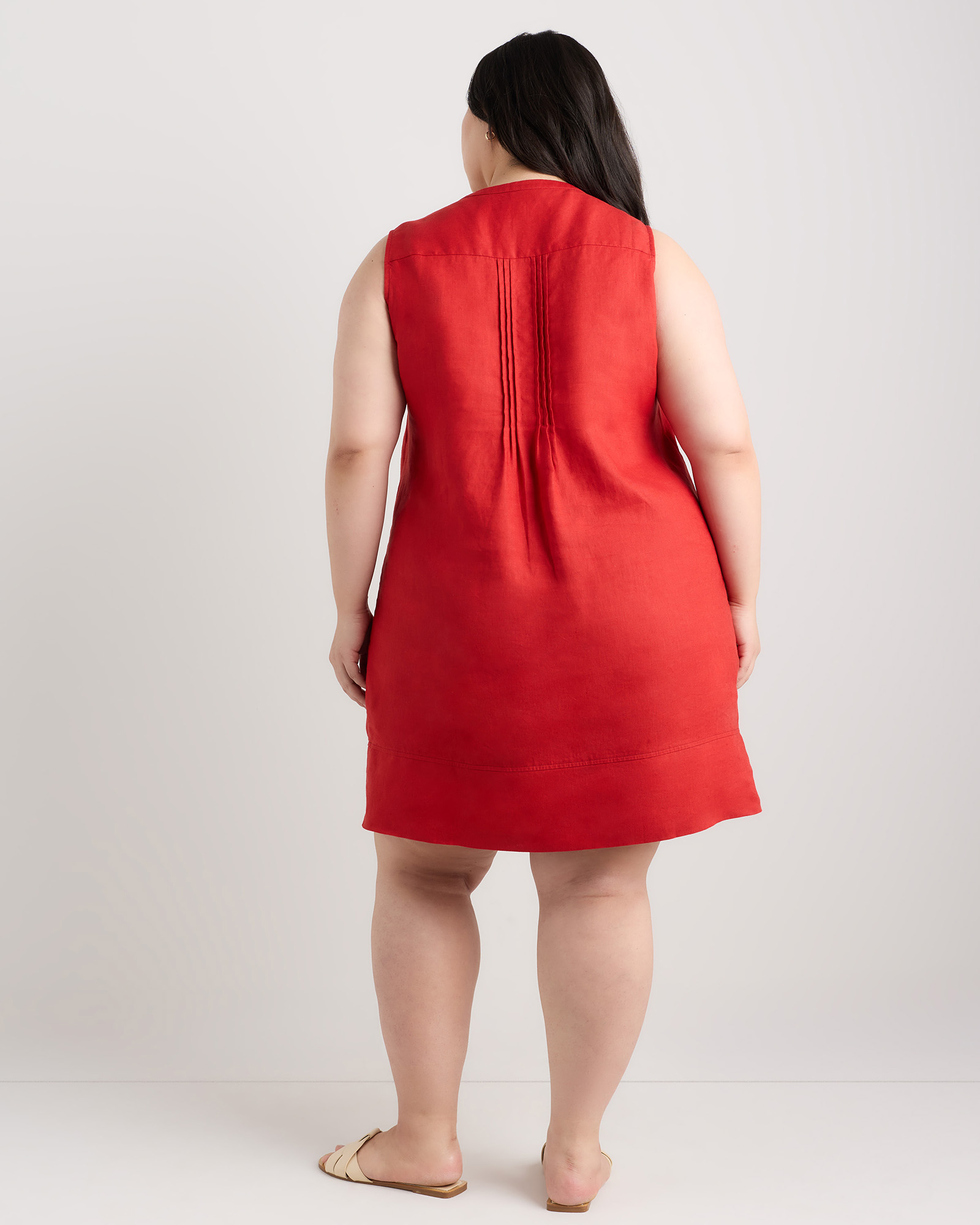 100% European Linen Sleeveless Swing Dress — Image 43