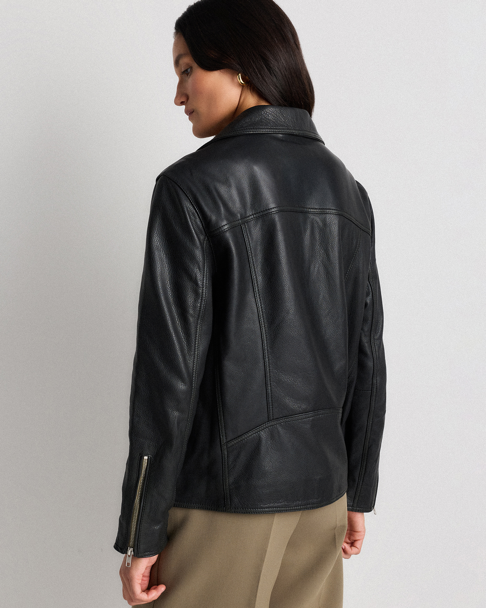 100% Leather Oversized Biker Jacket — Image 30
