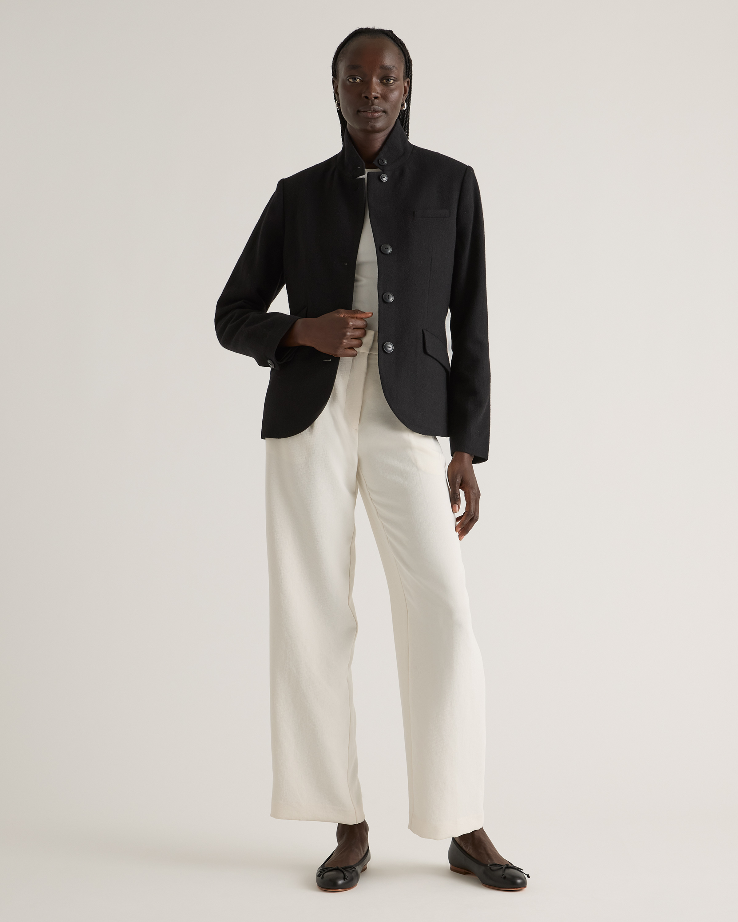 Italian Wool Stand Collar Blazer — Image 26