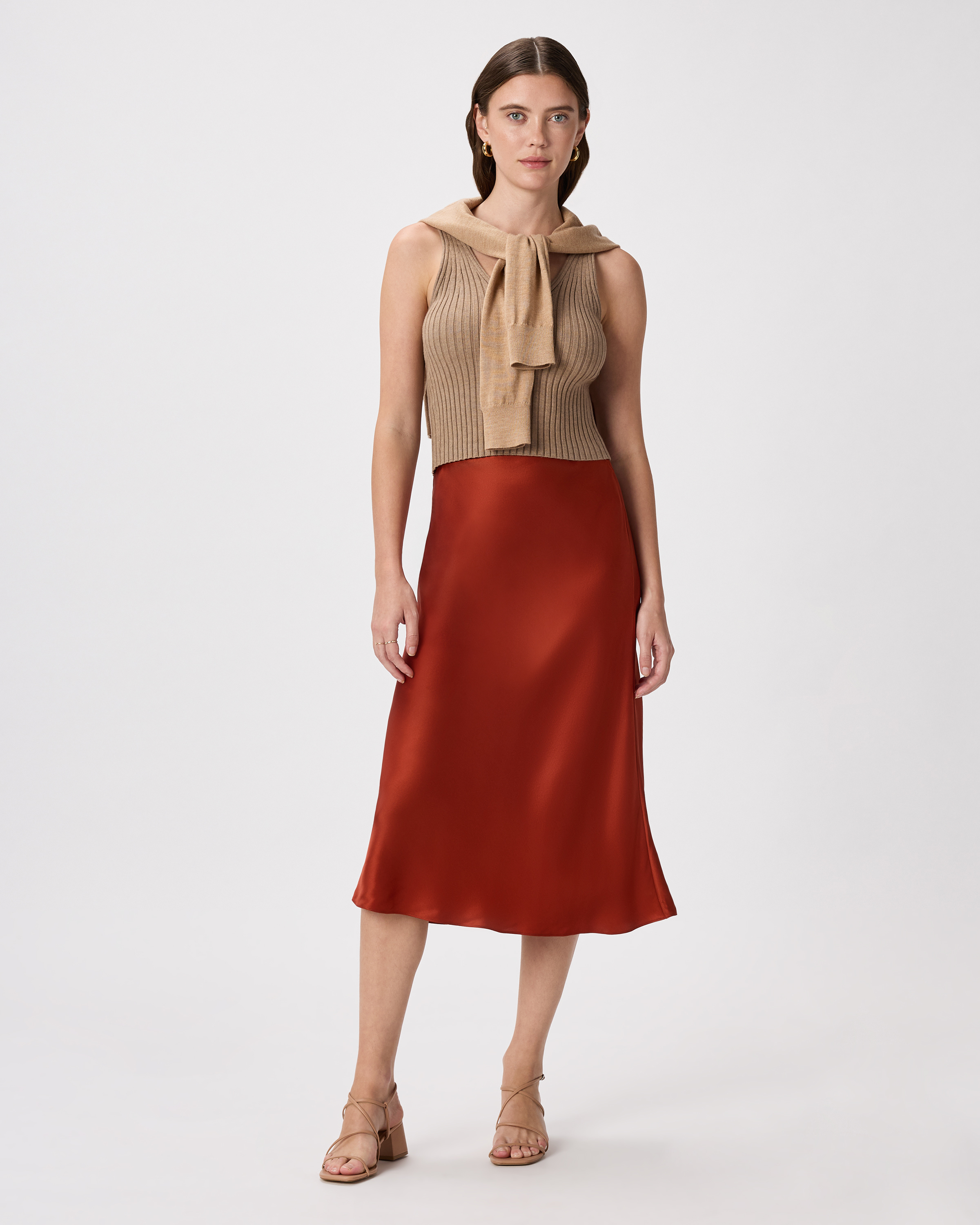 forest-green 100% Washable Silk Skirt — Image 50