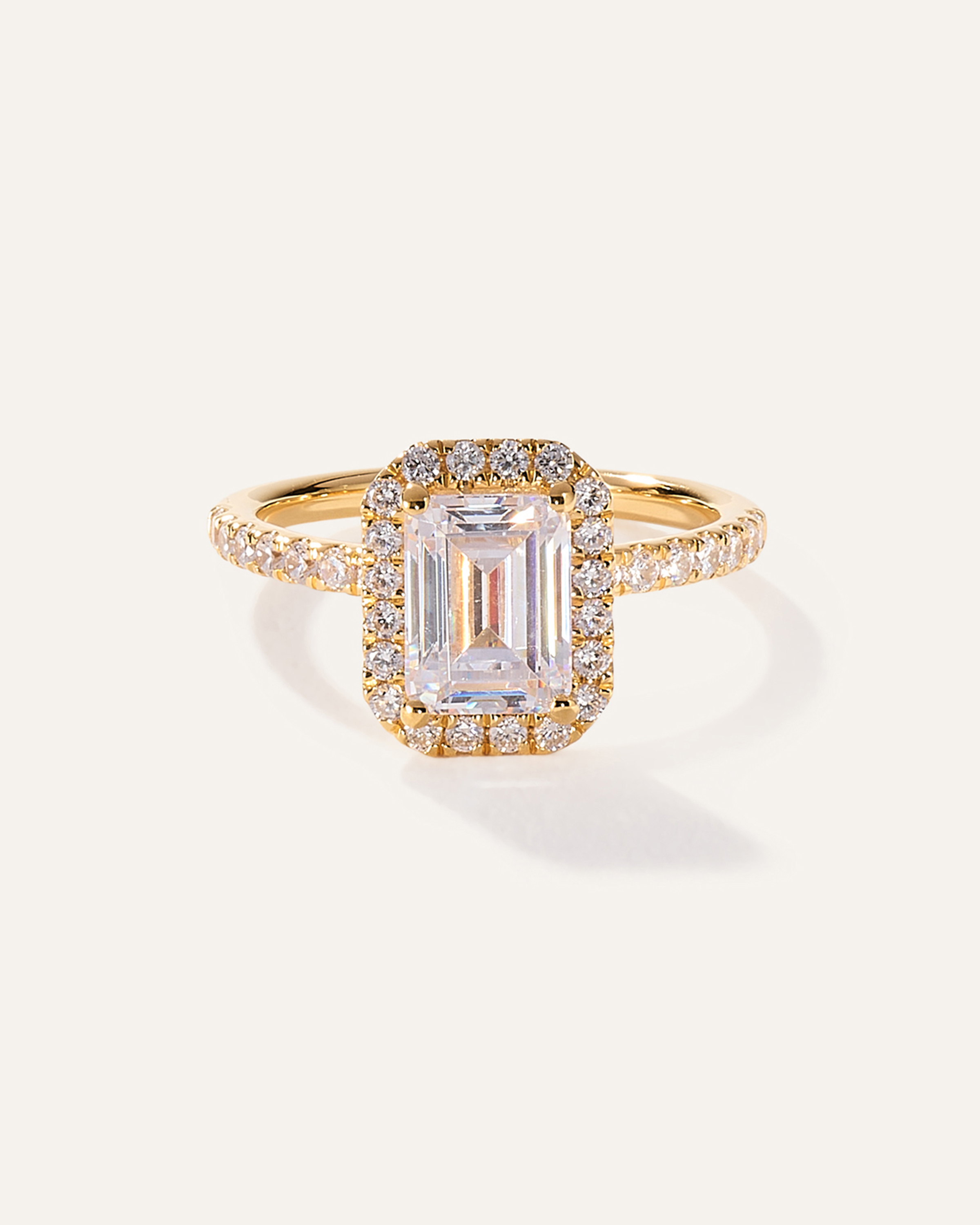 Lab Grown Diamond Emerald Halo Pave Engagement Ring - 2ct — Image 7