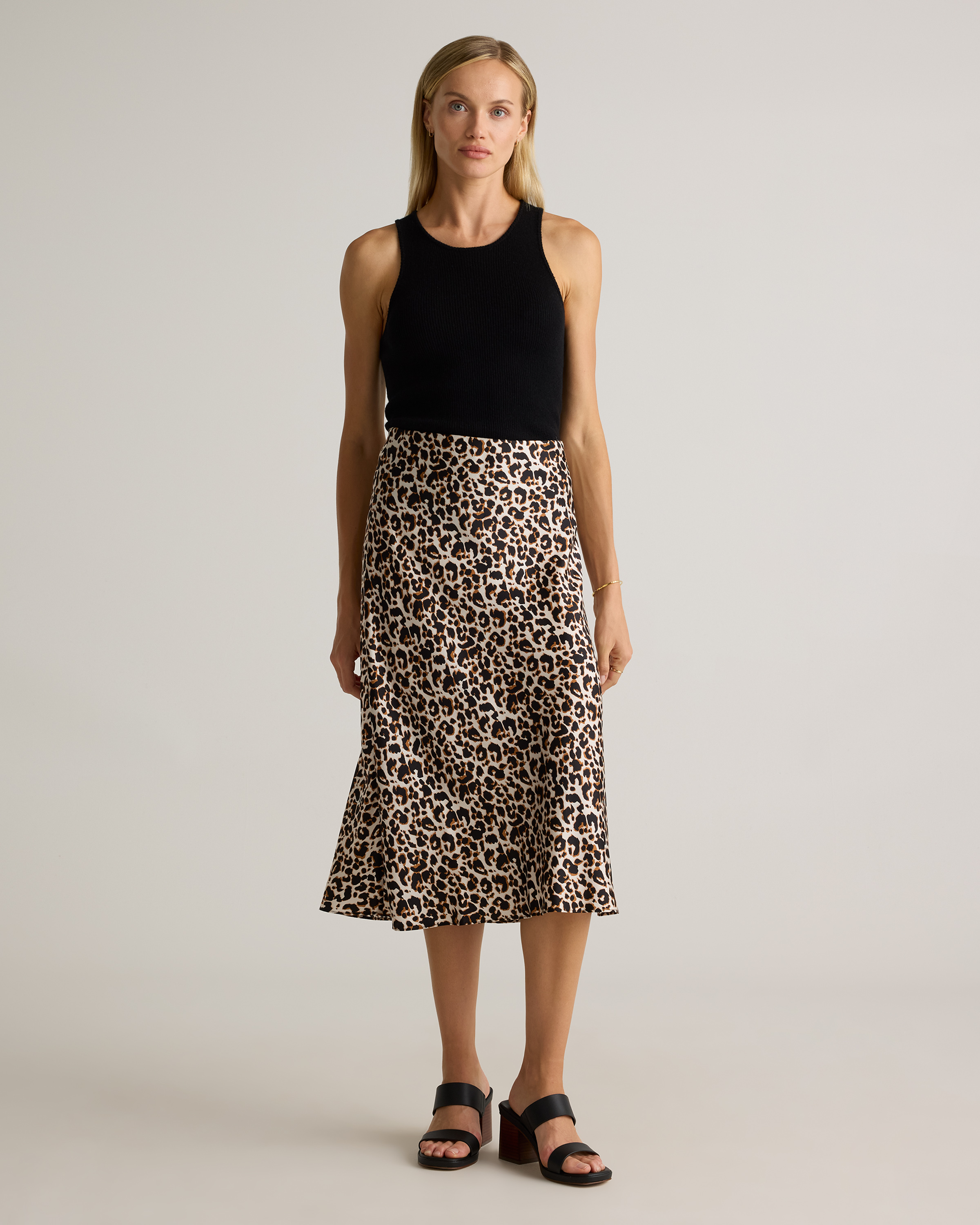 forest-green 100% Washable Silk Skirt — Image 61