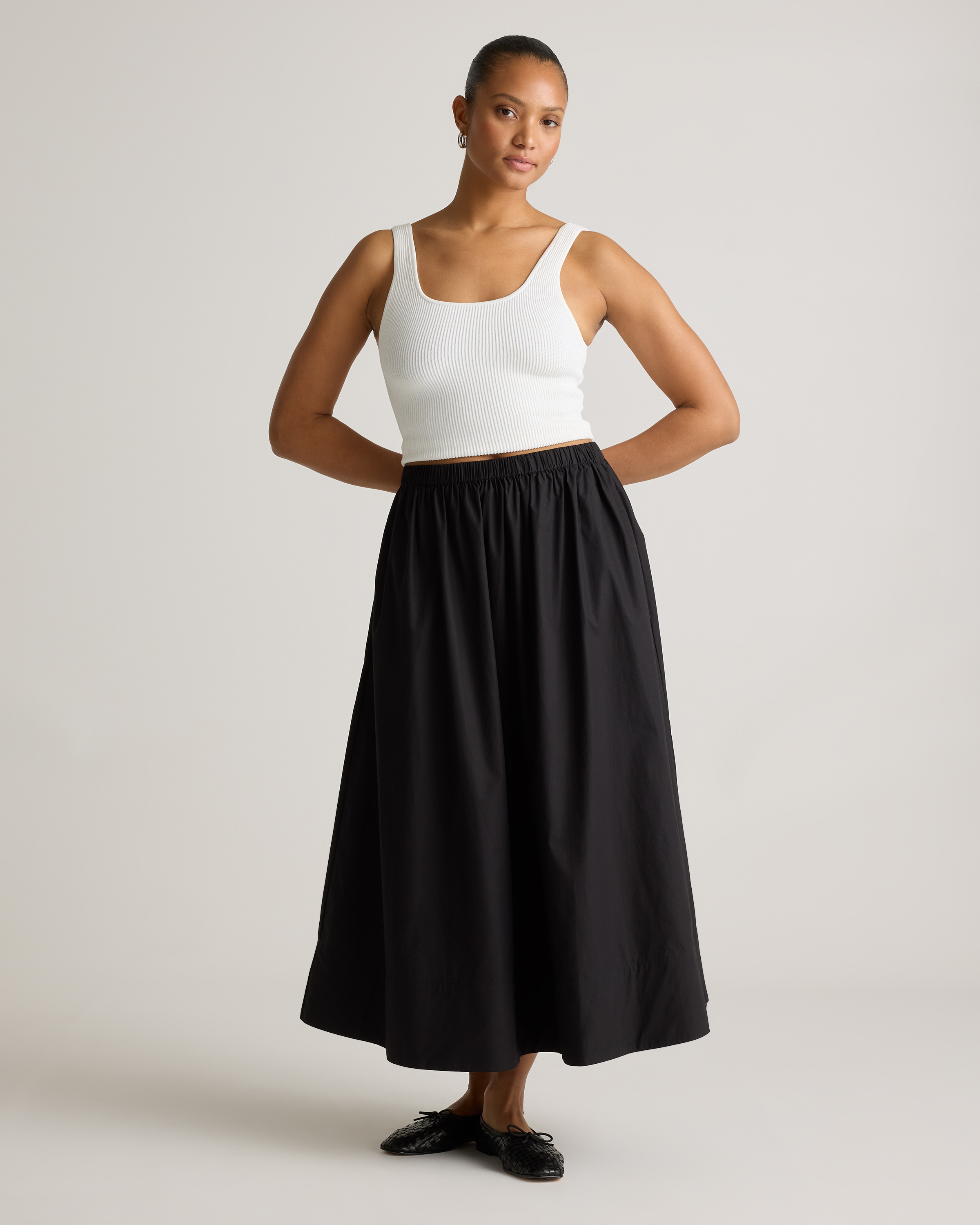 100% Organic Cotton Poplin A-line Maxi Skirt — Image 19