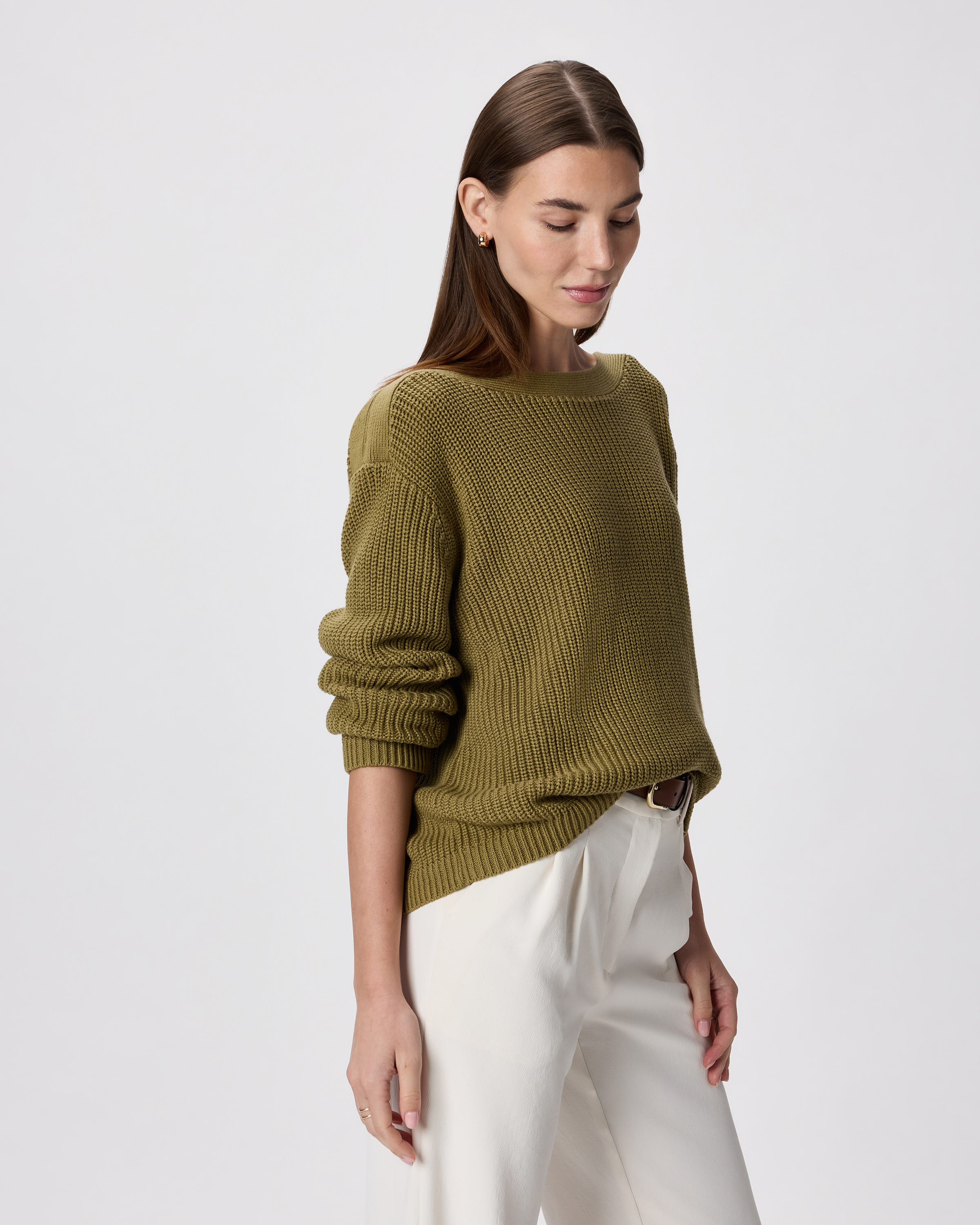 100% Organic Cotton Fisherman Boatneck Sweater — Image 24