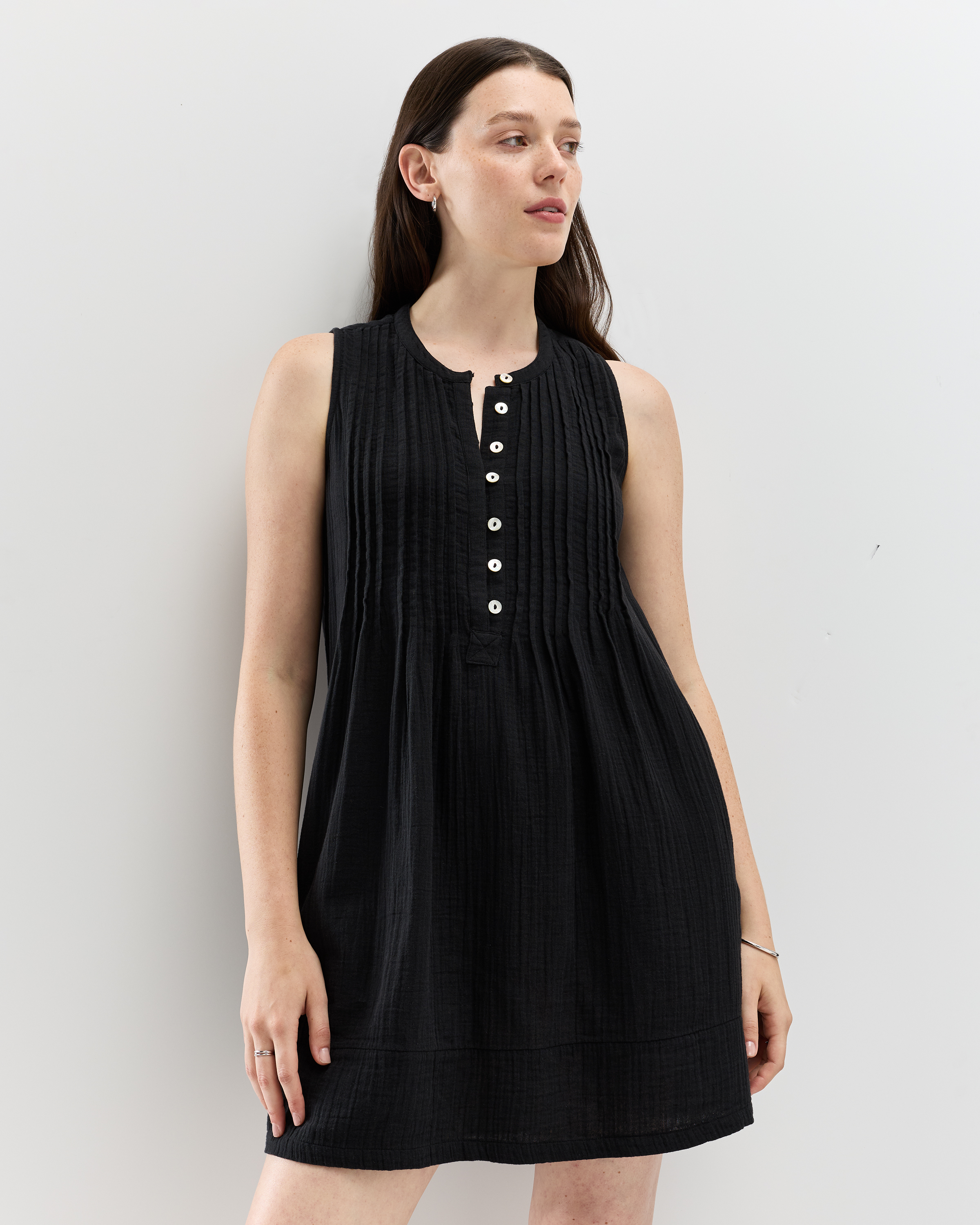 100% Organic Cotton Gauze Sleeveless Swing Dress — Image 11
