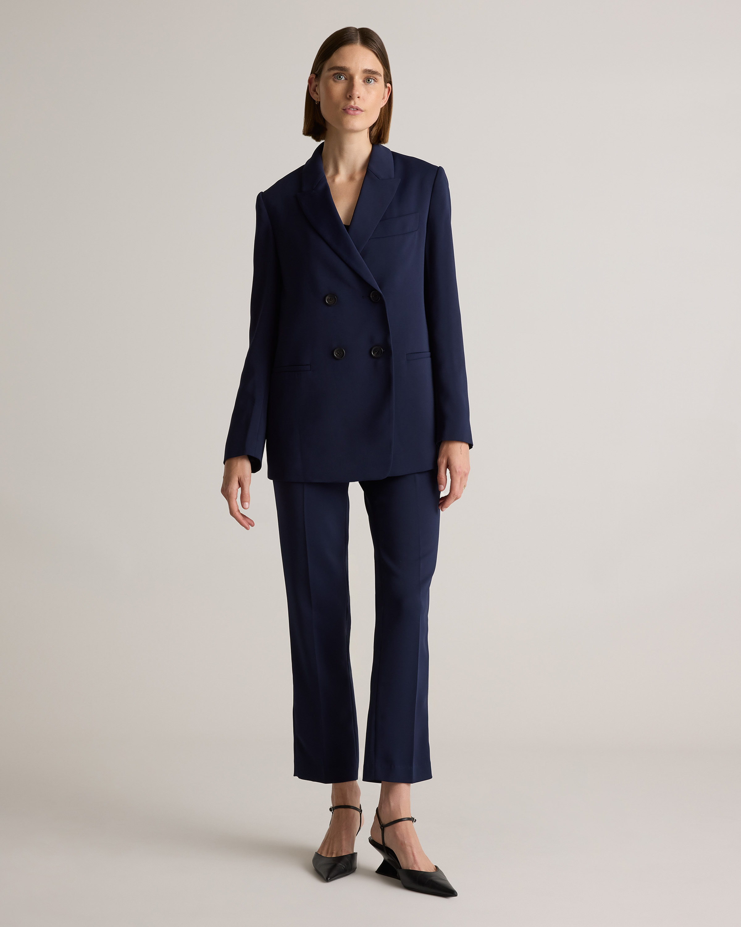 Stretch Crepe Relaxed Double-Breasted Blazer — Image 44
