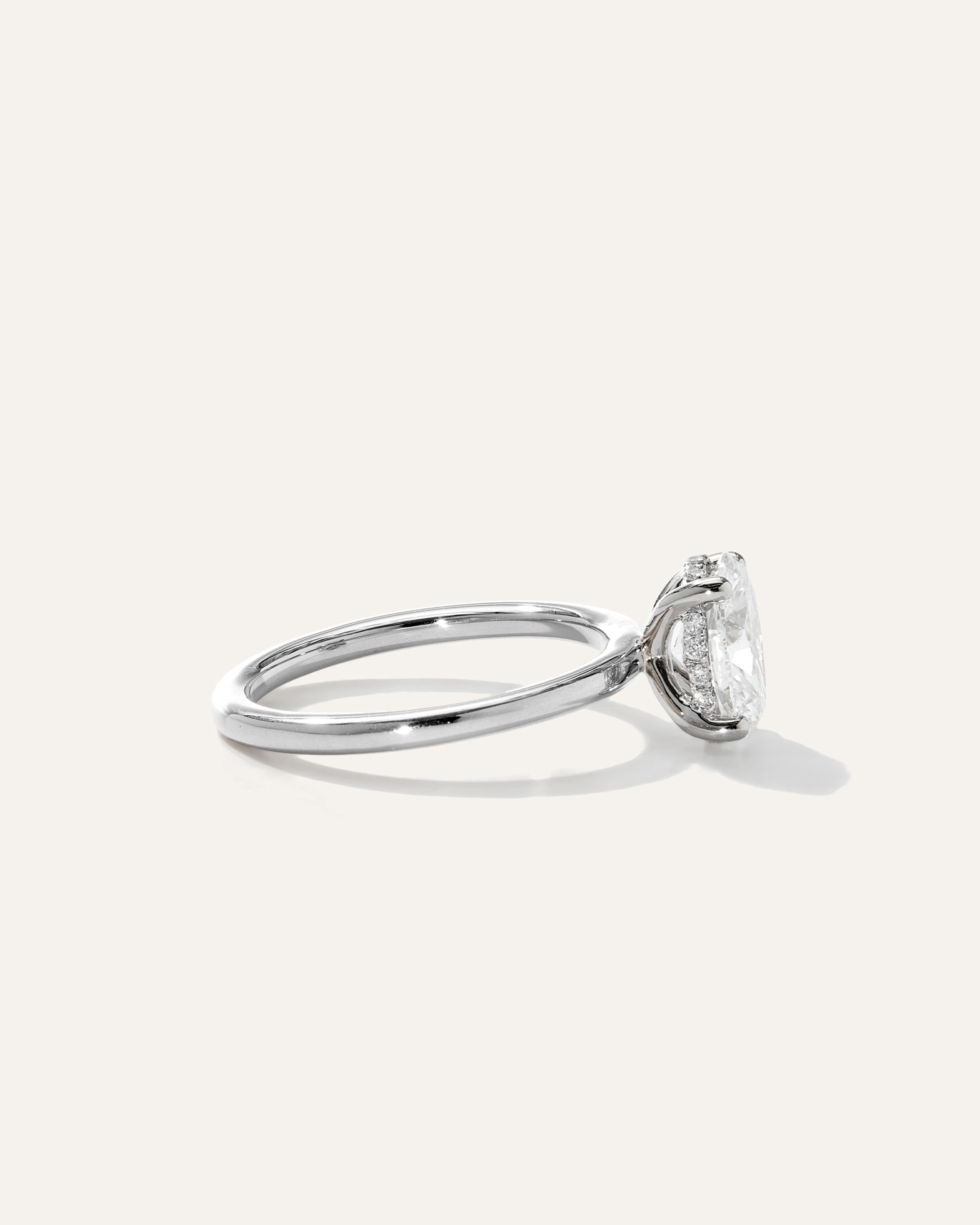 Lab Grown Diamond Oval Petite Hidden Halo Engagement Ring - 1.5ct — Image 9