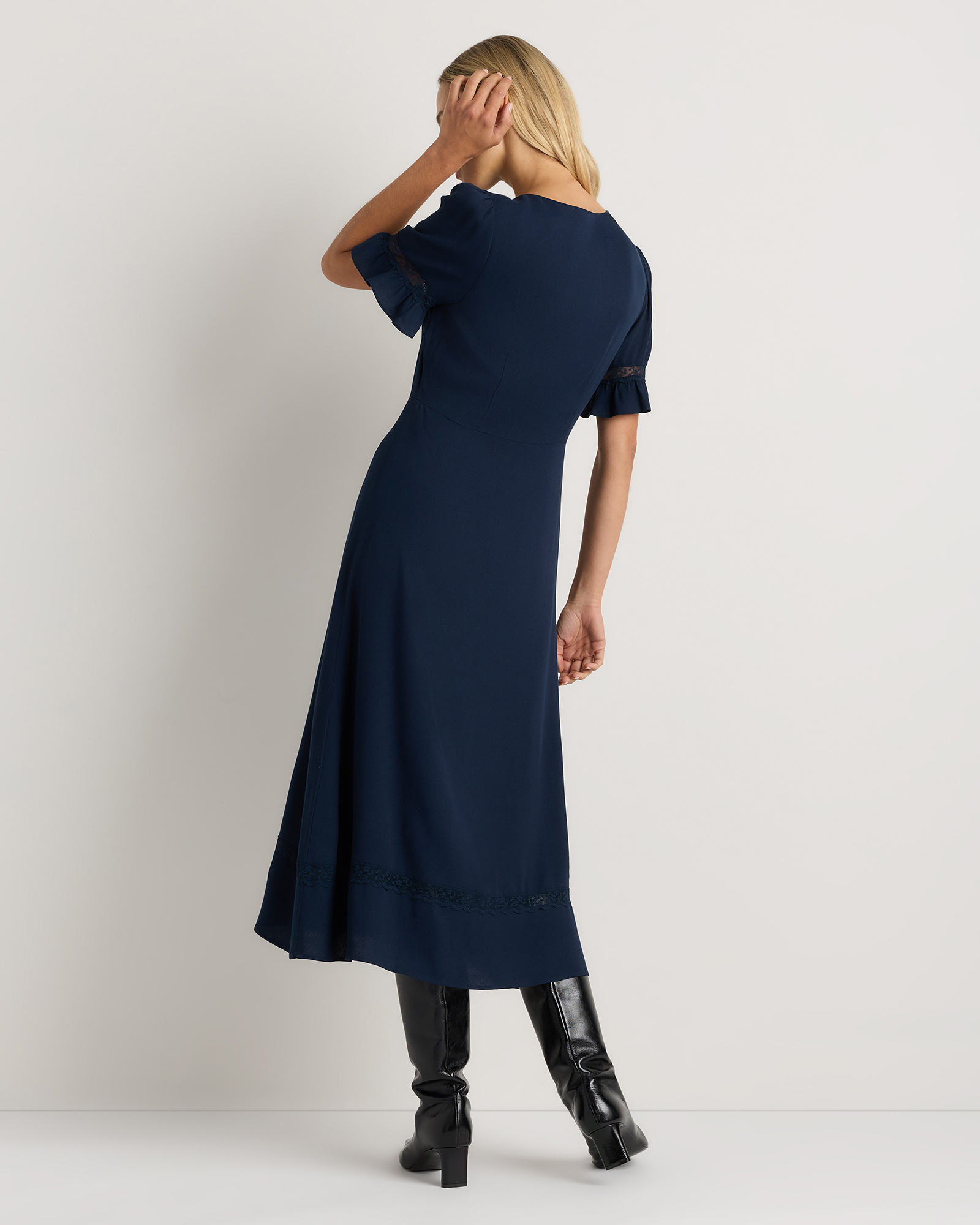 Lightweight Crepe Lace Inset Midi Dress — Image 32