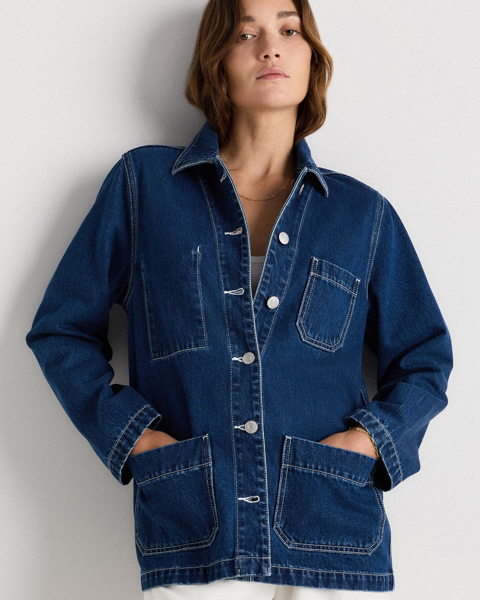 100% Organic Cotton Denim Chore Jacket — Image 8