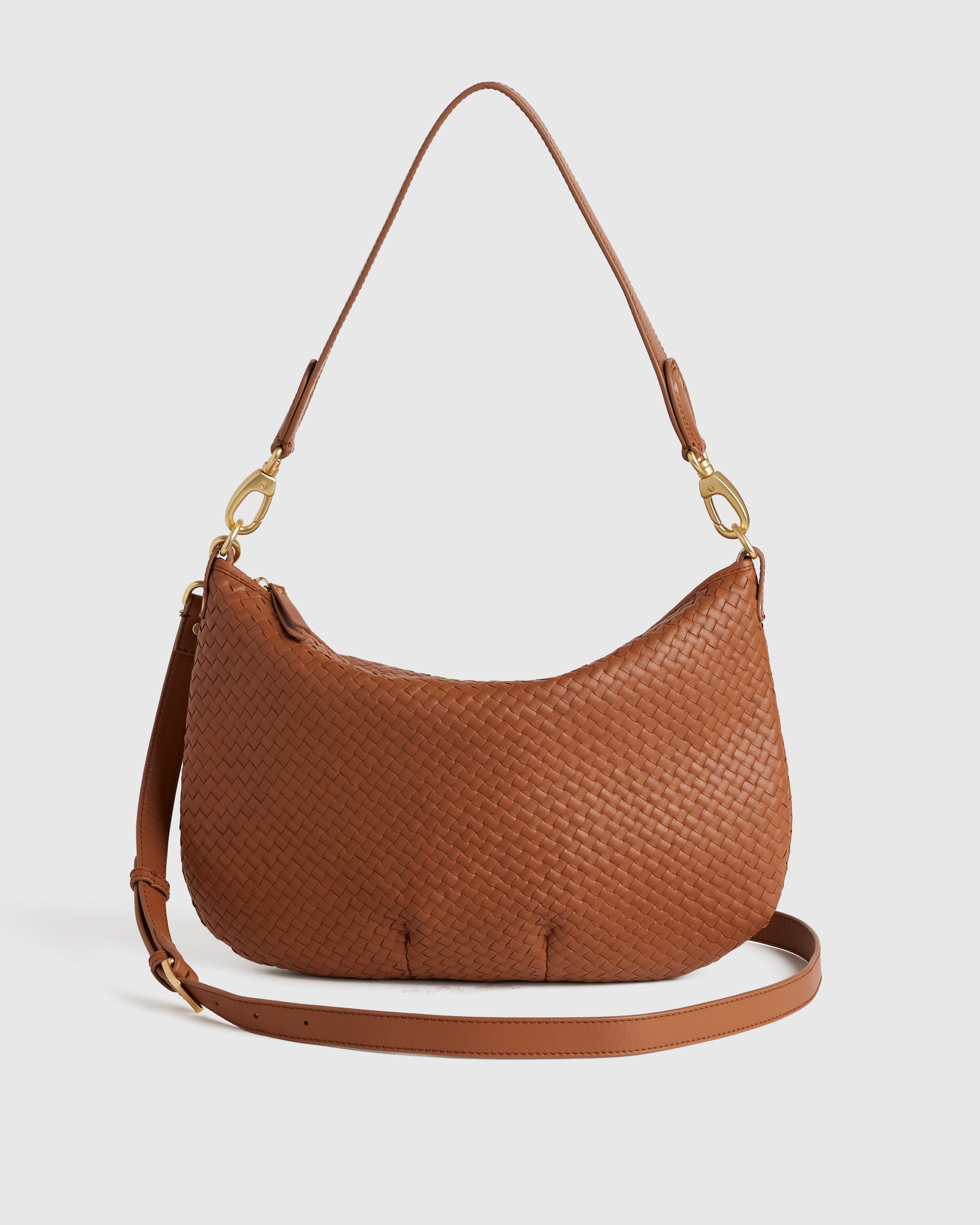 Italian Leather Convertible Crescent Handwoven Shoulder Bag — Image 28