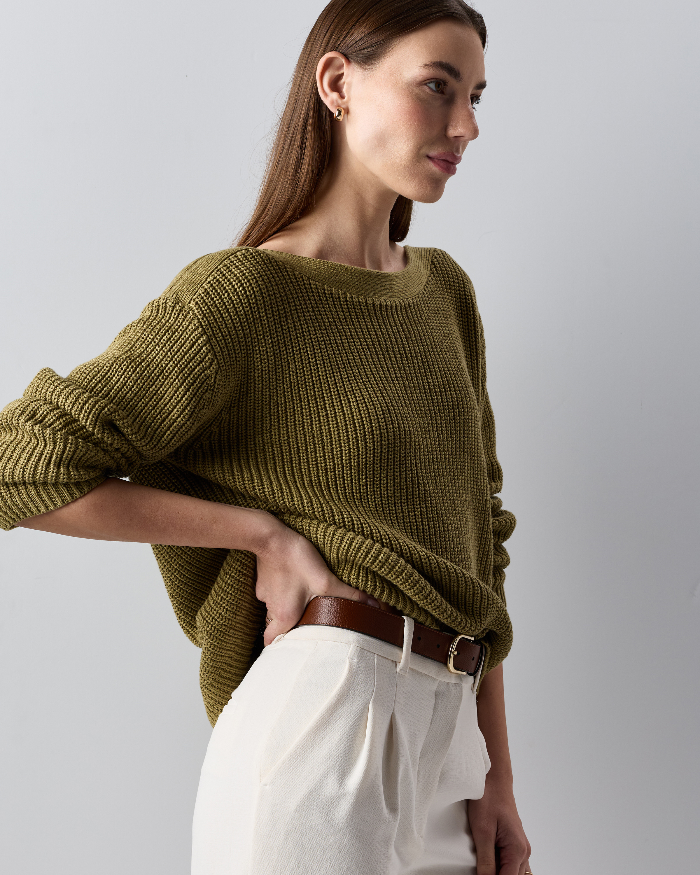 100% Organic Cotton Fisherman Boatneck Sweater — Image 9