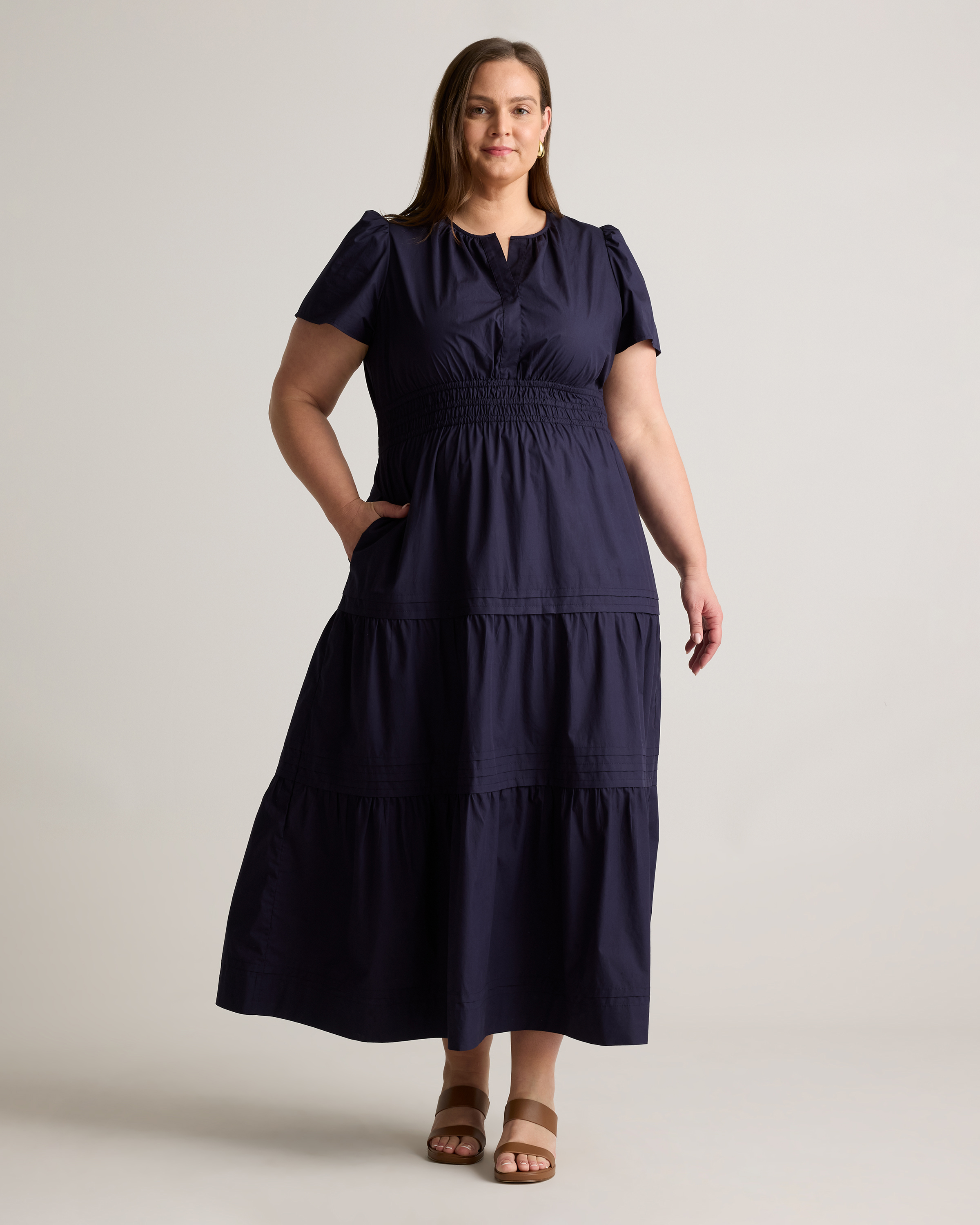 100% Organic Cotton Poplin Tiered Maxi Dress — Image 18