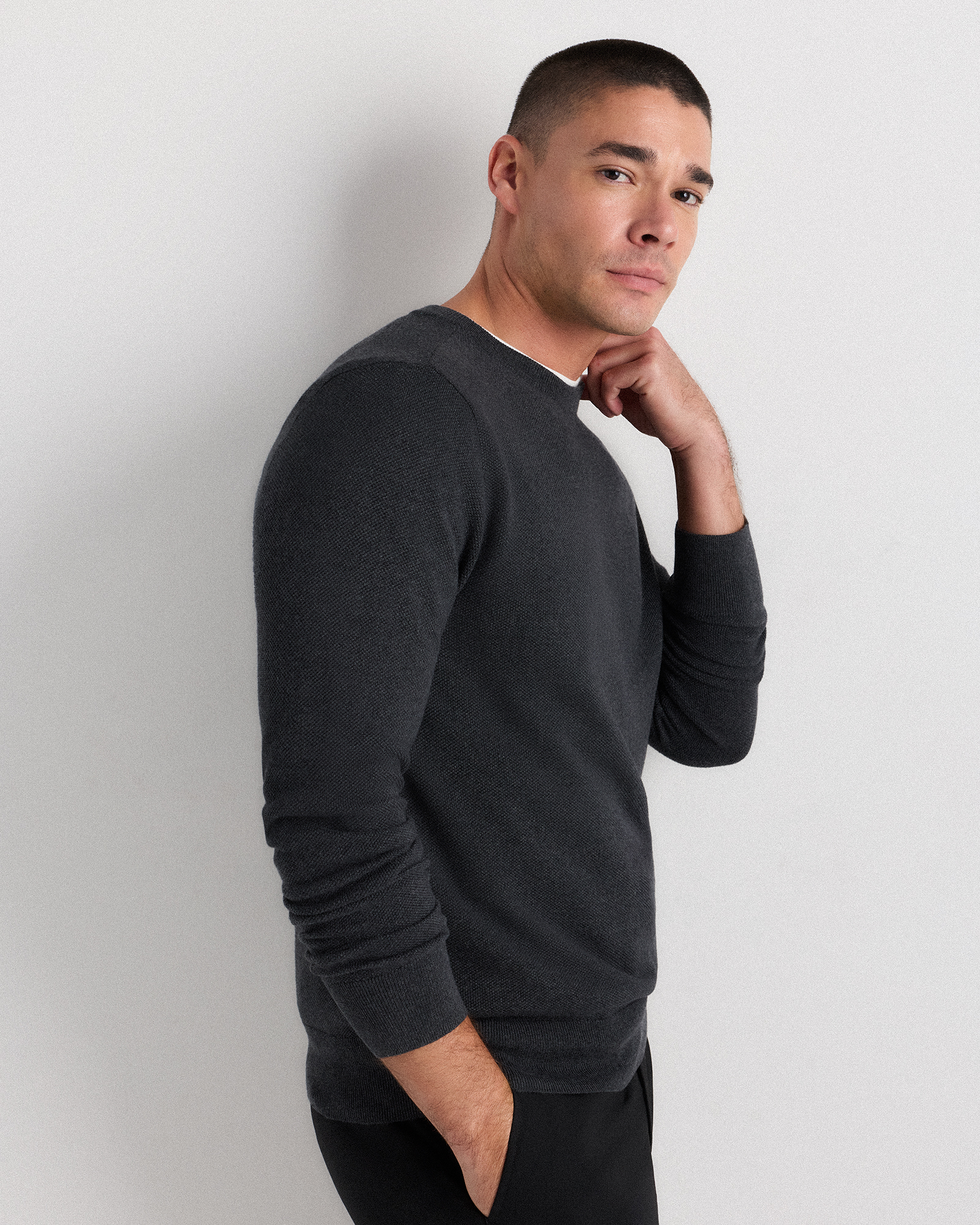 100% Organic Cotton Pique Crewneck Sweater — Image 15