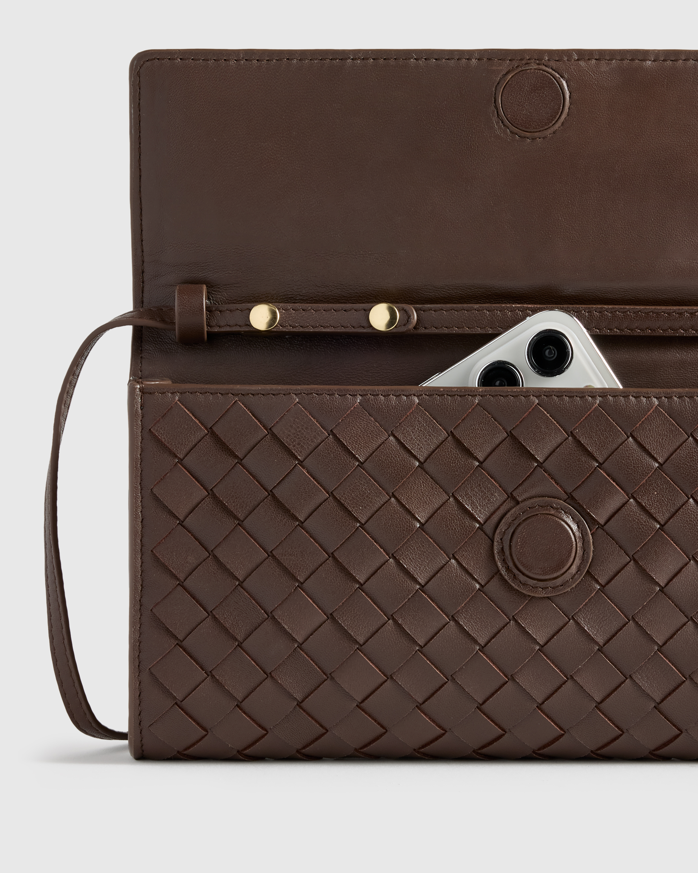 Italian Leather Handwoven Top Handle Clutch — Image 4