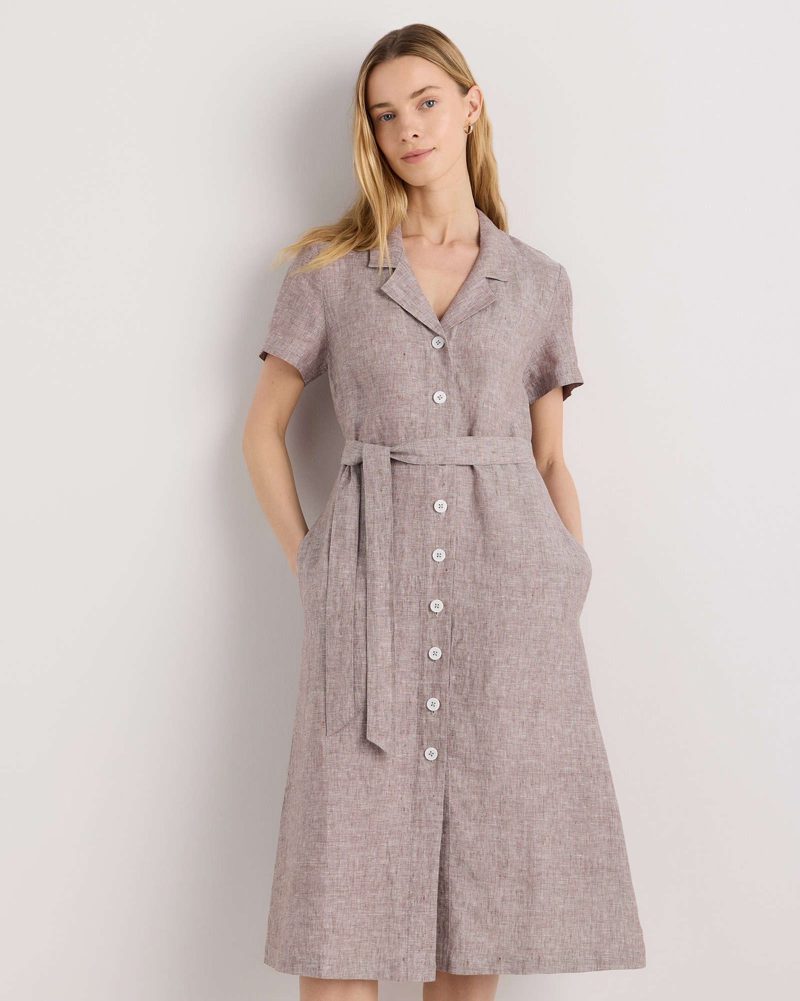 100% European Linen Button Front Dress — Image 66
