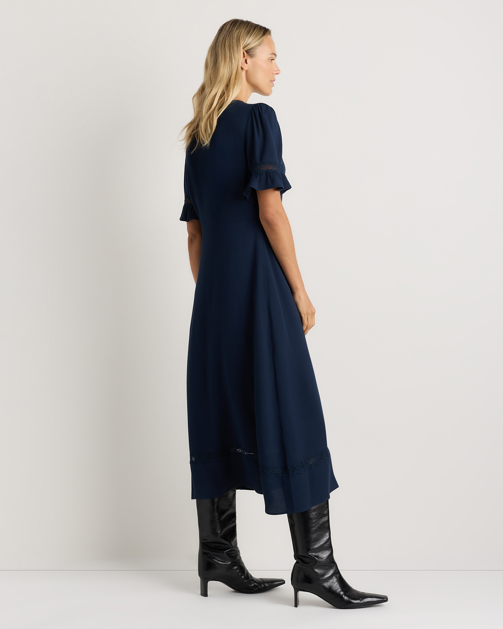 Lightweight Crepe Lace Inset Midi Dress — Image 34