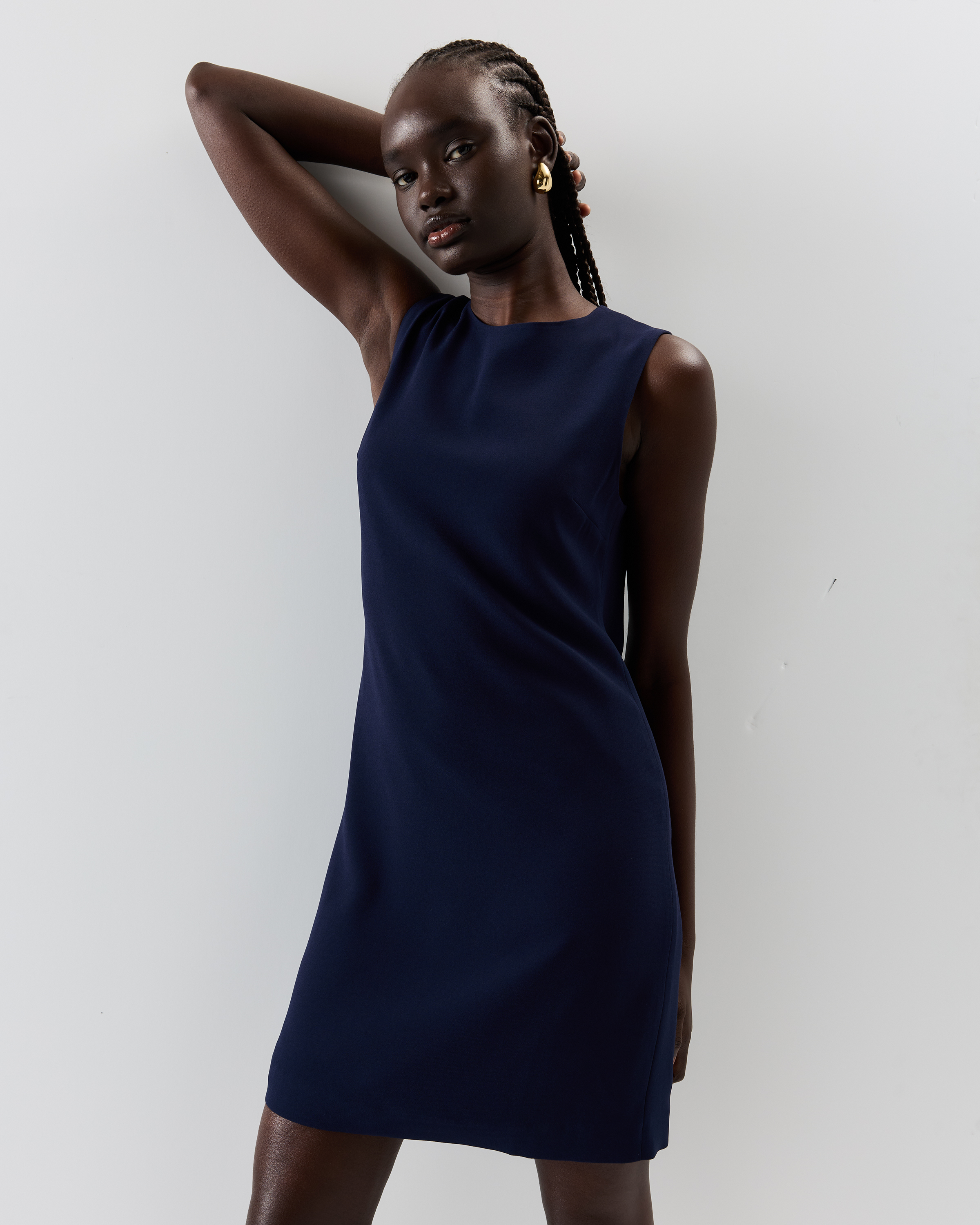 Fluid Crepe Sleeveless Shift Dress — Image 8