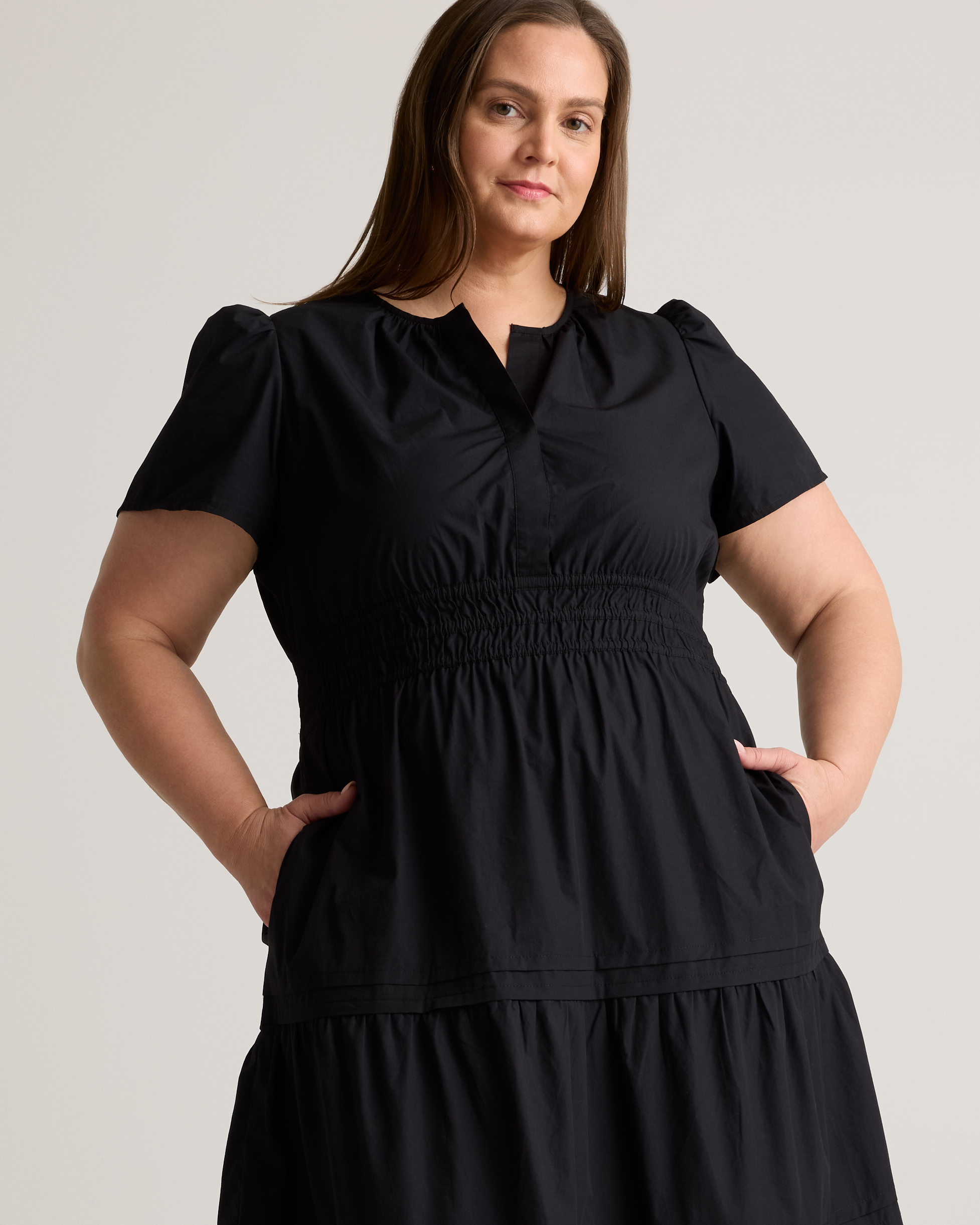 100% Organic Cotton Poplin Tiered Maxi Dress — Image 24
