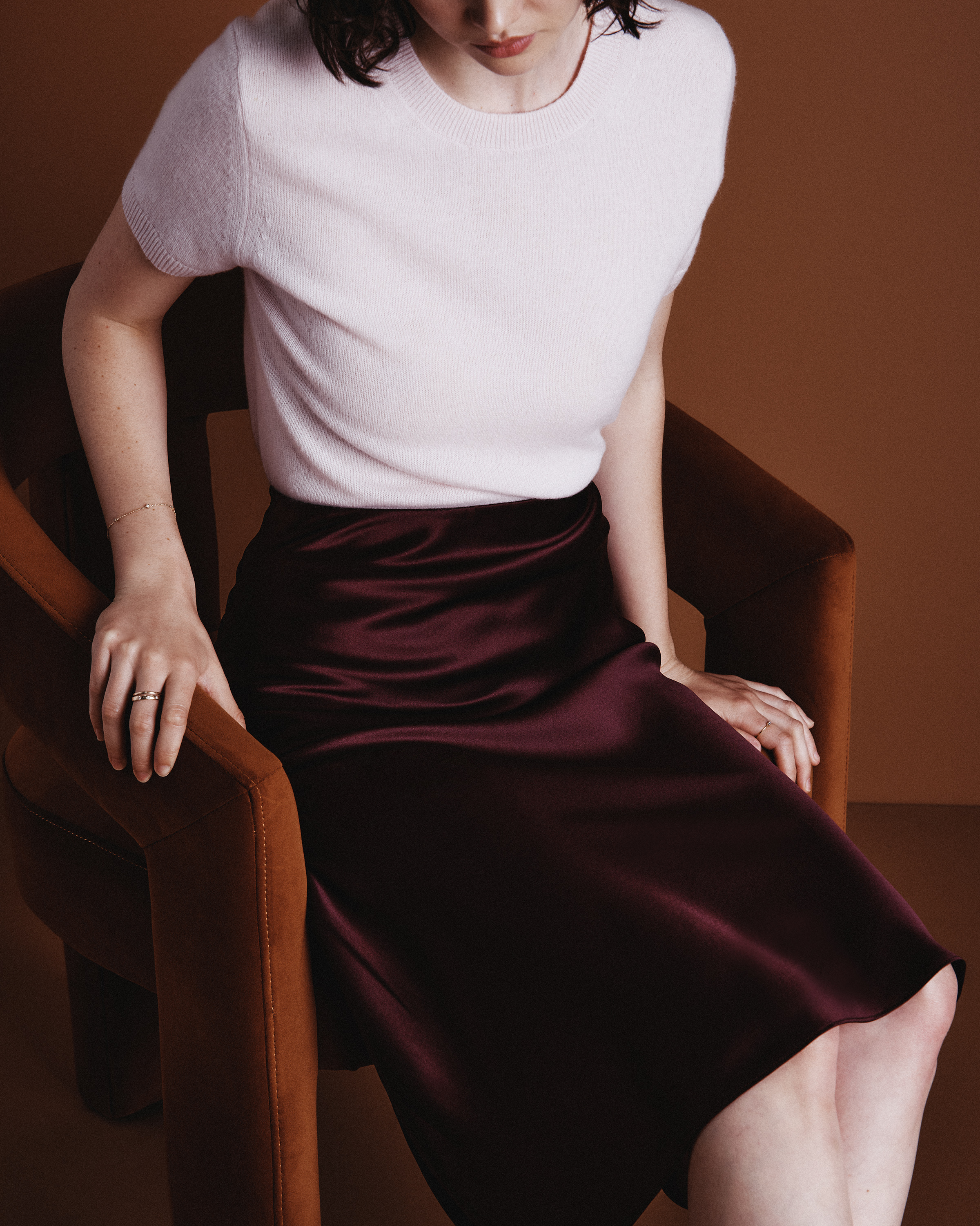 forest-green 100% Washable Silk Skirt — Image 4