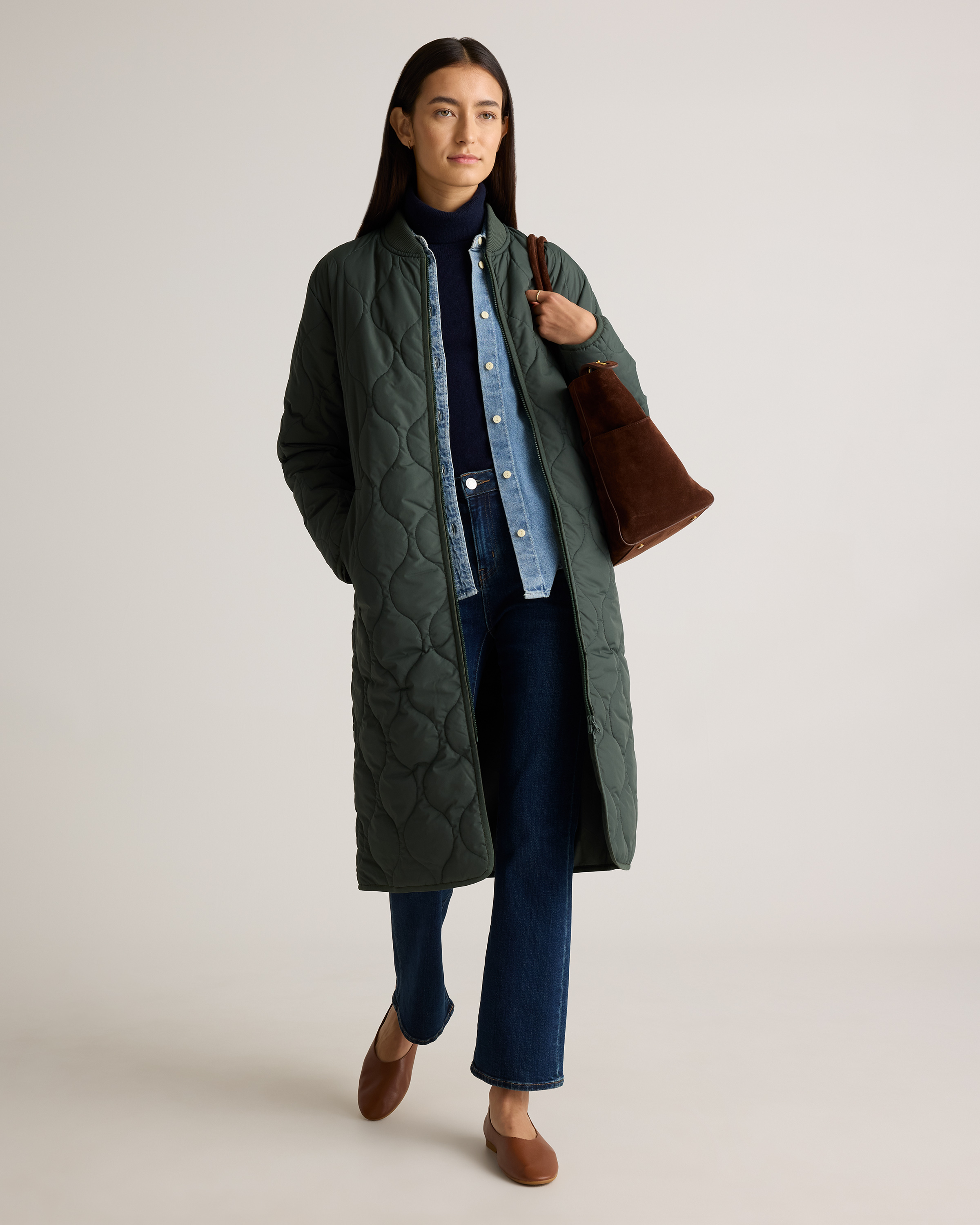 Featherless Quilted Puffer Long Coat — Image 21