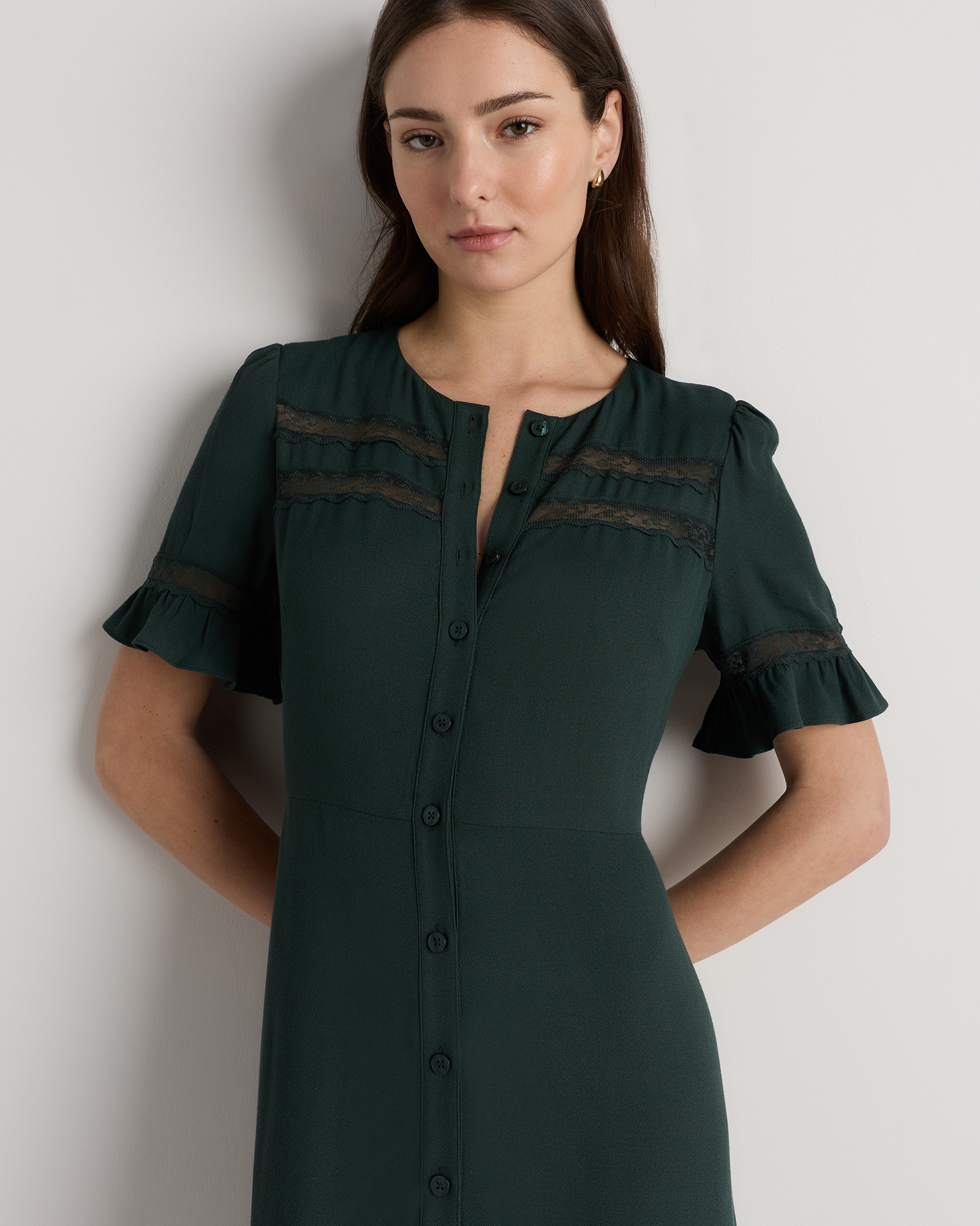 Lightweight Crepe Lace Inset Midi Dress — Image 9