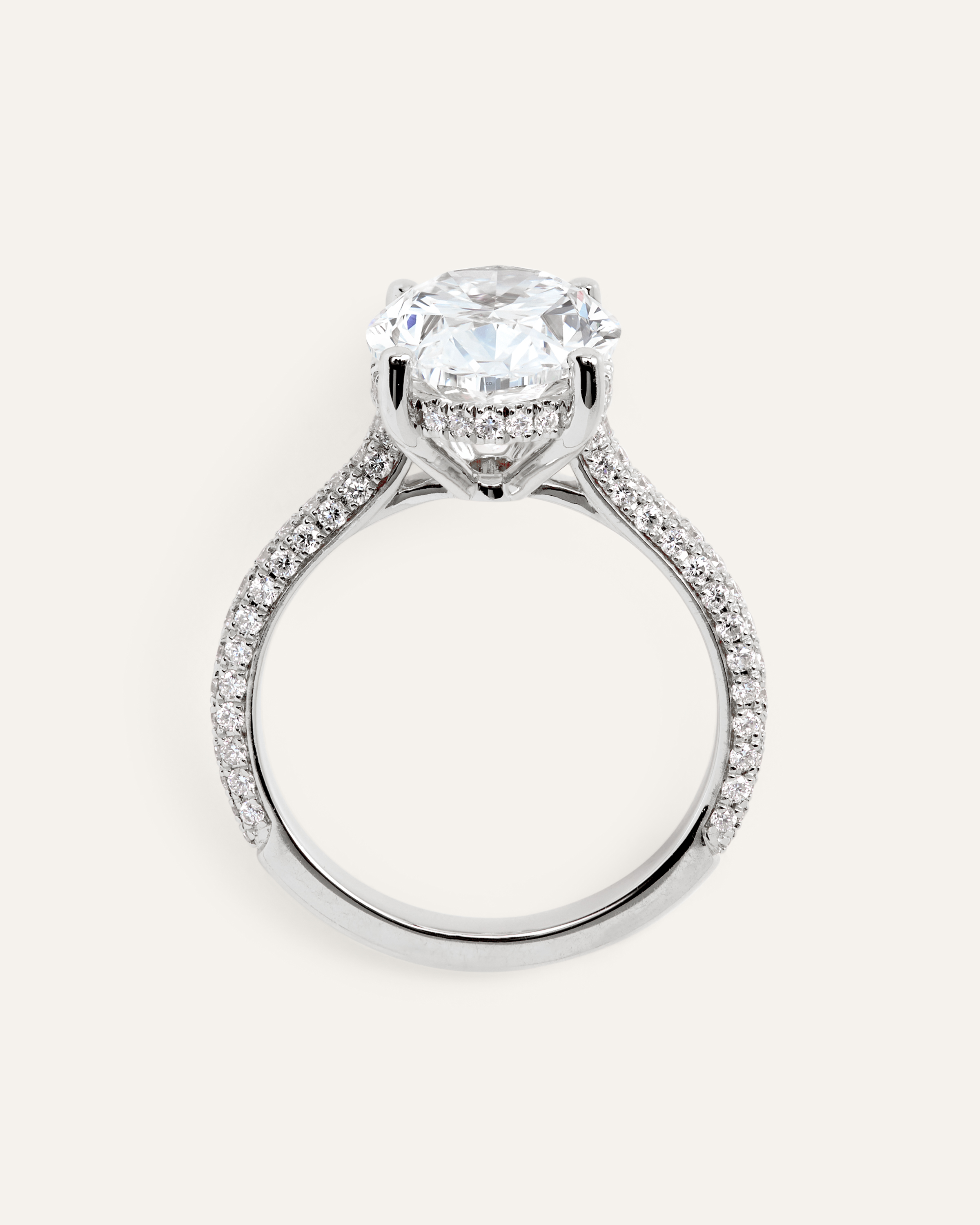 Lab Grown Diamond Oval Pave Cathedral Engagement Ring - 5ct — Image 5