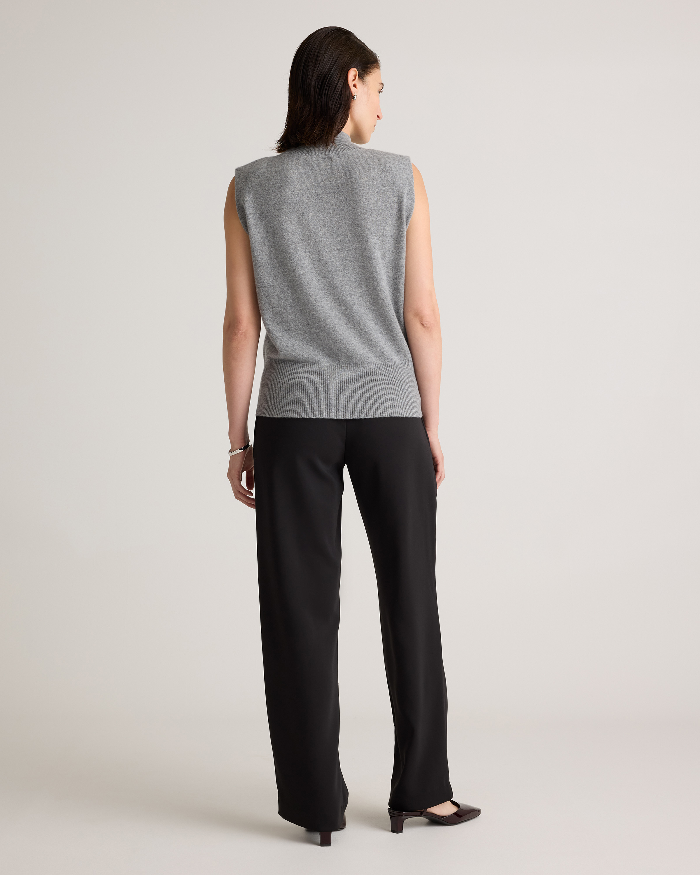 Mongolian Cashmere Padded-Shoulder Sweater Tank — Image 19