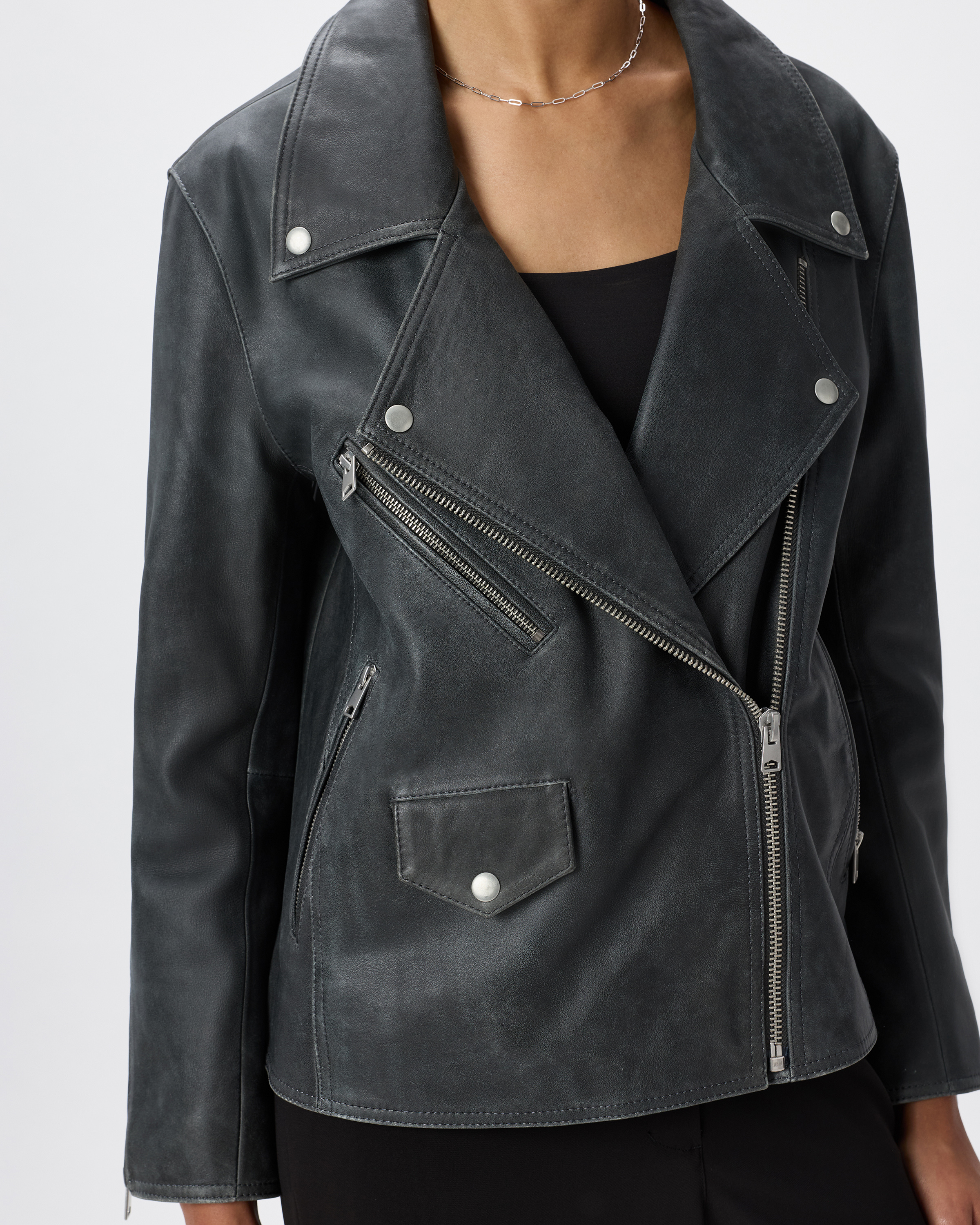 100% Leather Oversized Biker Jacket — Image 5